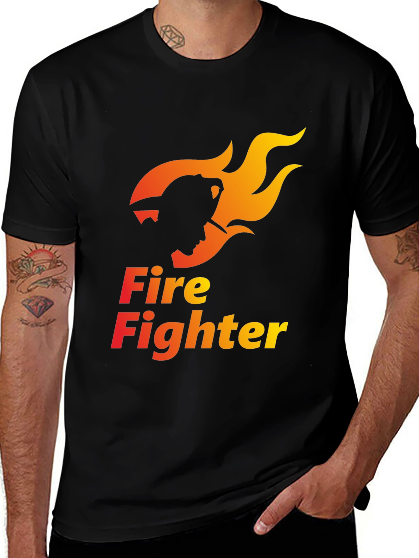 Variant 6 of Firefighter Graphic Tee - Black Cotton Comfort
