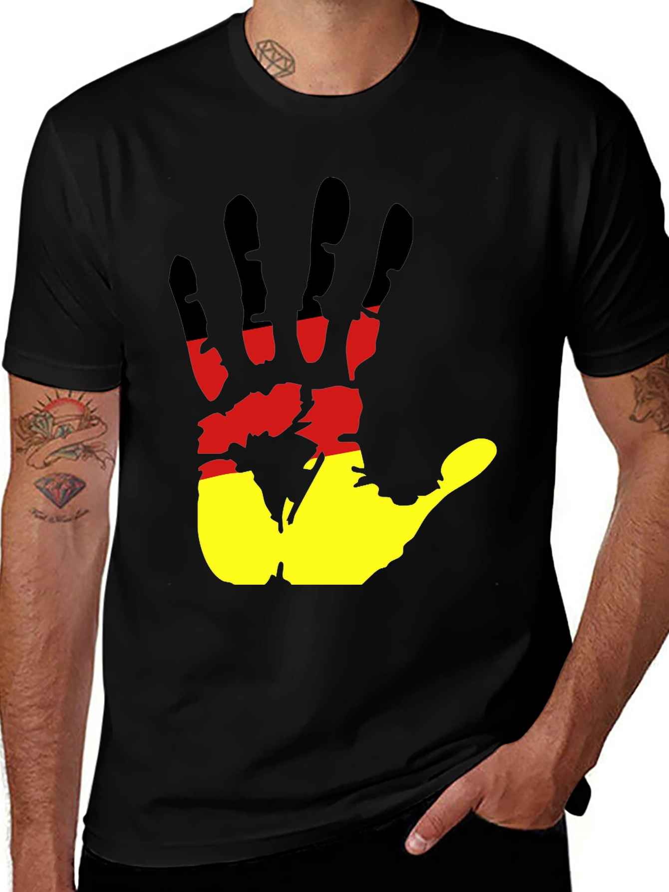 Variant 12 of Germany Flag Handprint Black T-Shirt