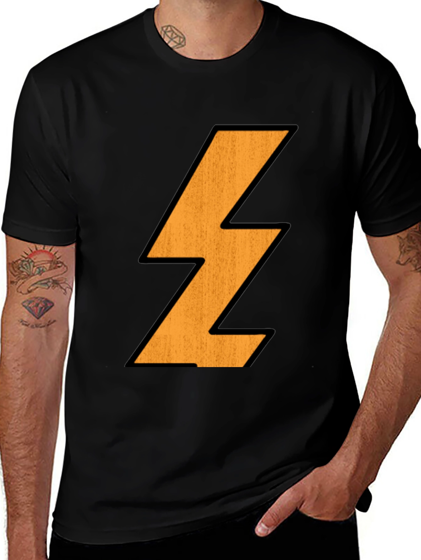 Variant 2 of Lightning Bolt Graphic Tee - Black Cotton T-Shirt