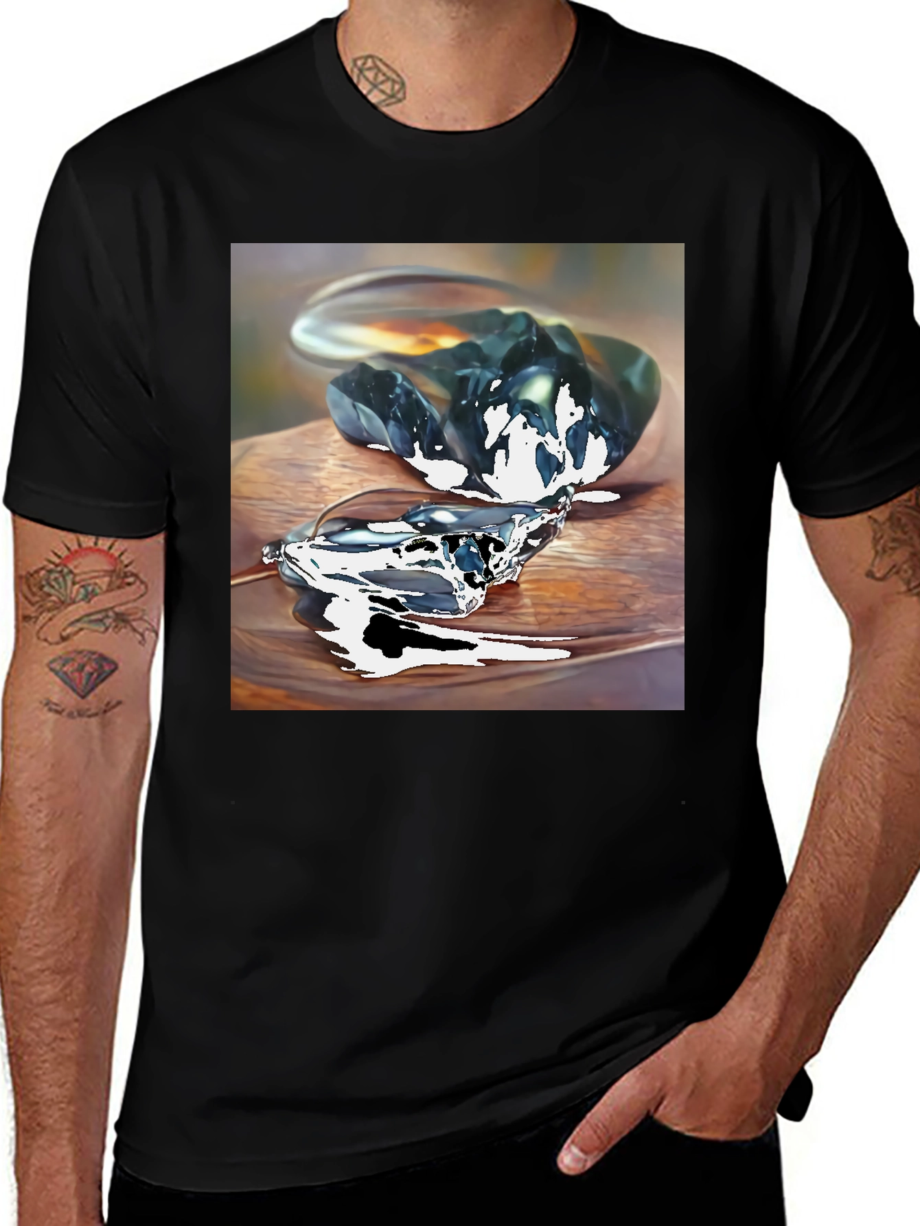 Variant 16 of Abstract Stone Art Men's Black T-Shirt
