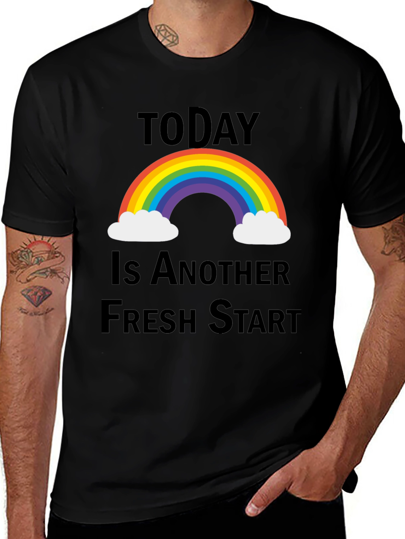 Variant 7 of Fresh Start Rainbow Graphic Tee - Positive Vibes T-Shirt