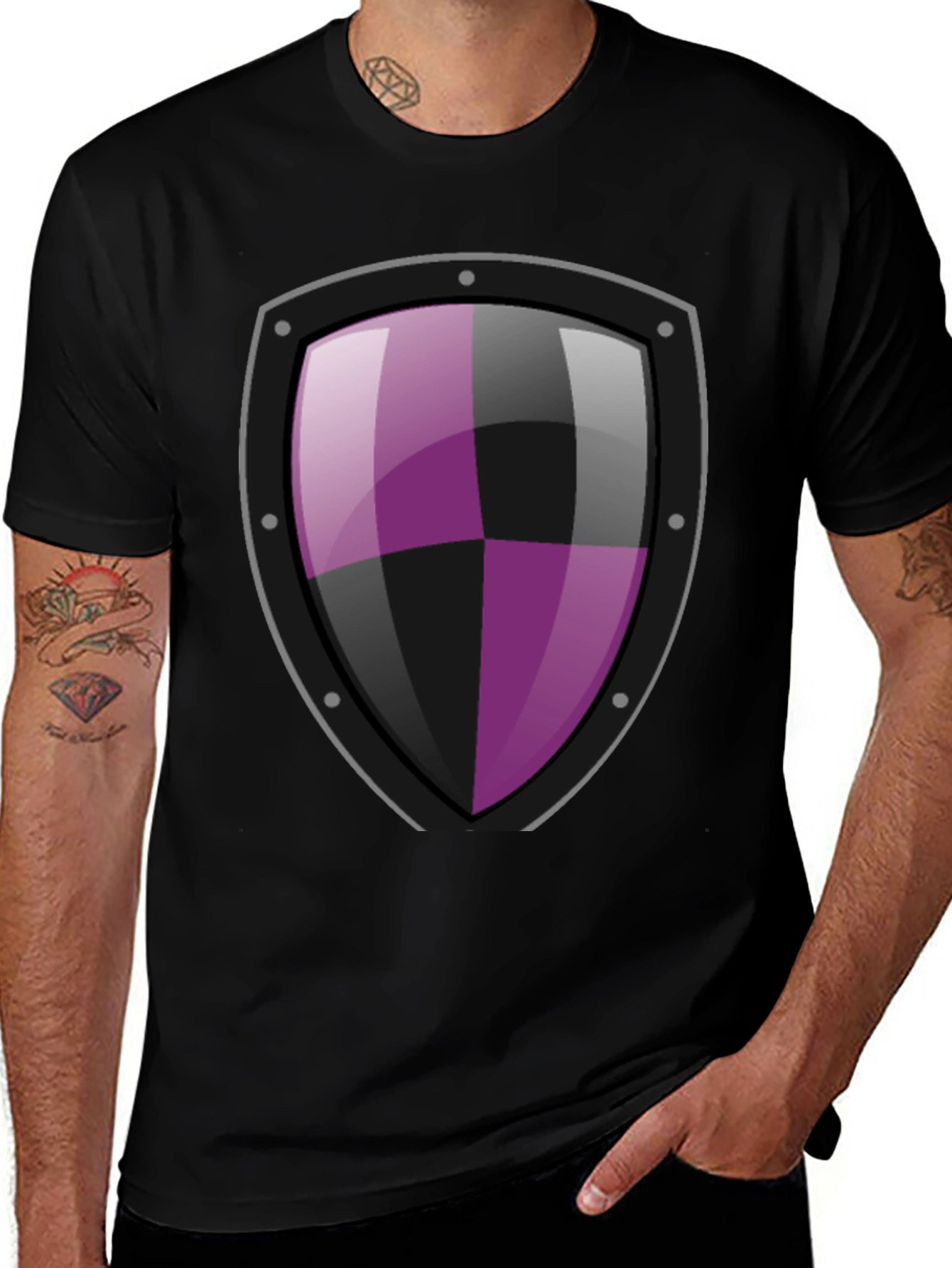 Variant 15 of Shield Graphic T-Shirt - Black Cotton Tee