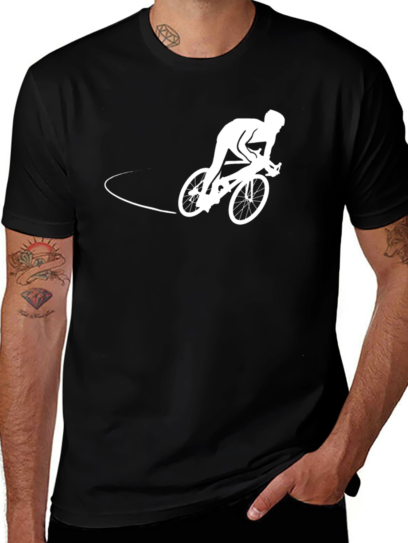 Variant 10 of Cyclist Graphic Tee - Black Cotton T-Shirt