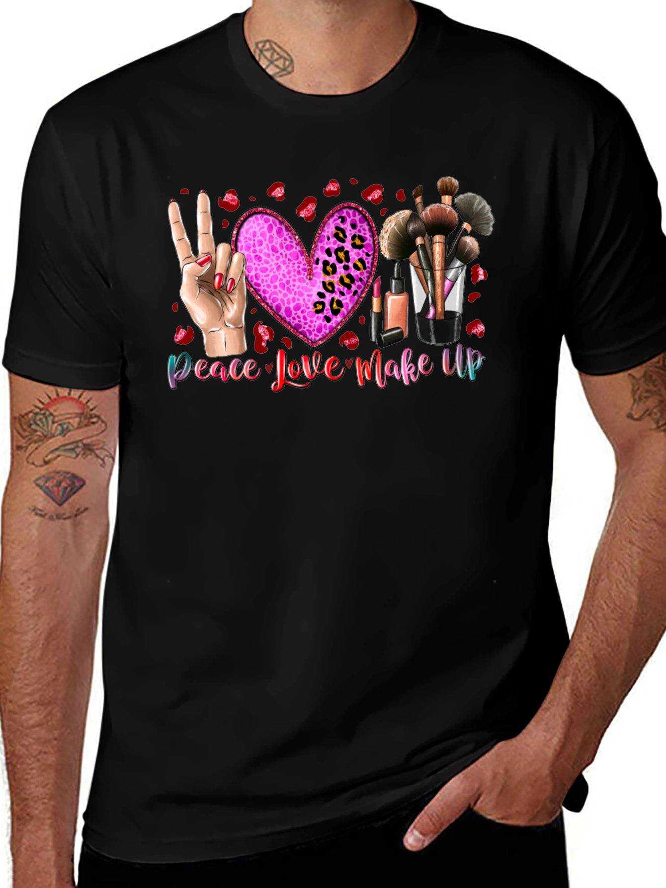 Variant 12 of Peace Love Makeup T-Shirt, Beauty Graphic Tee