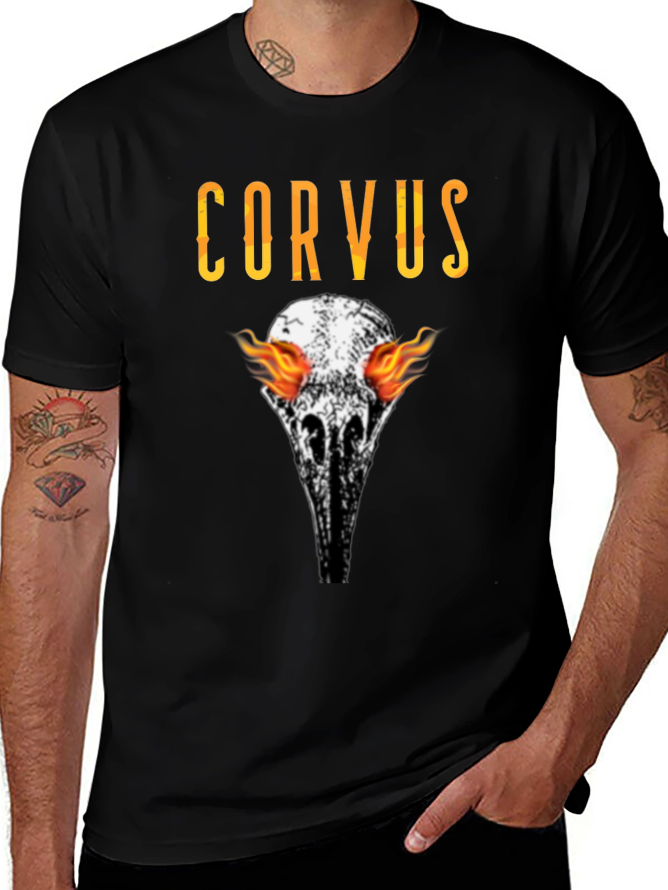 Variant 24 of Corvus Graphic Tee - Skull & Flames