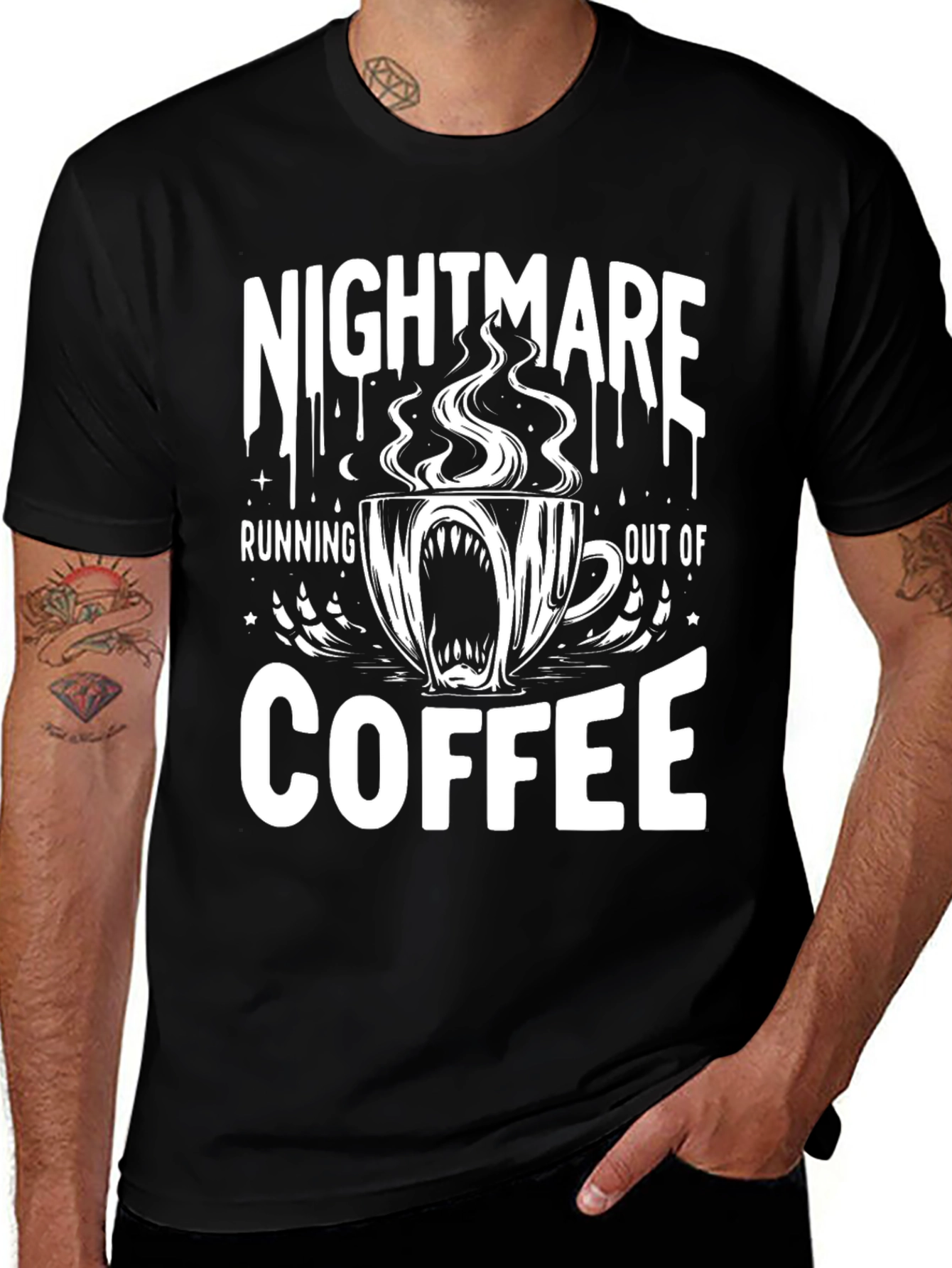 Variant 8 of Nightmare Coffee Graphic Tee - Funny Shark Mug Design