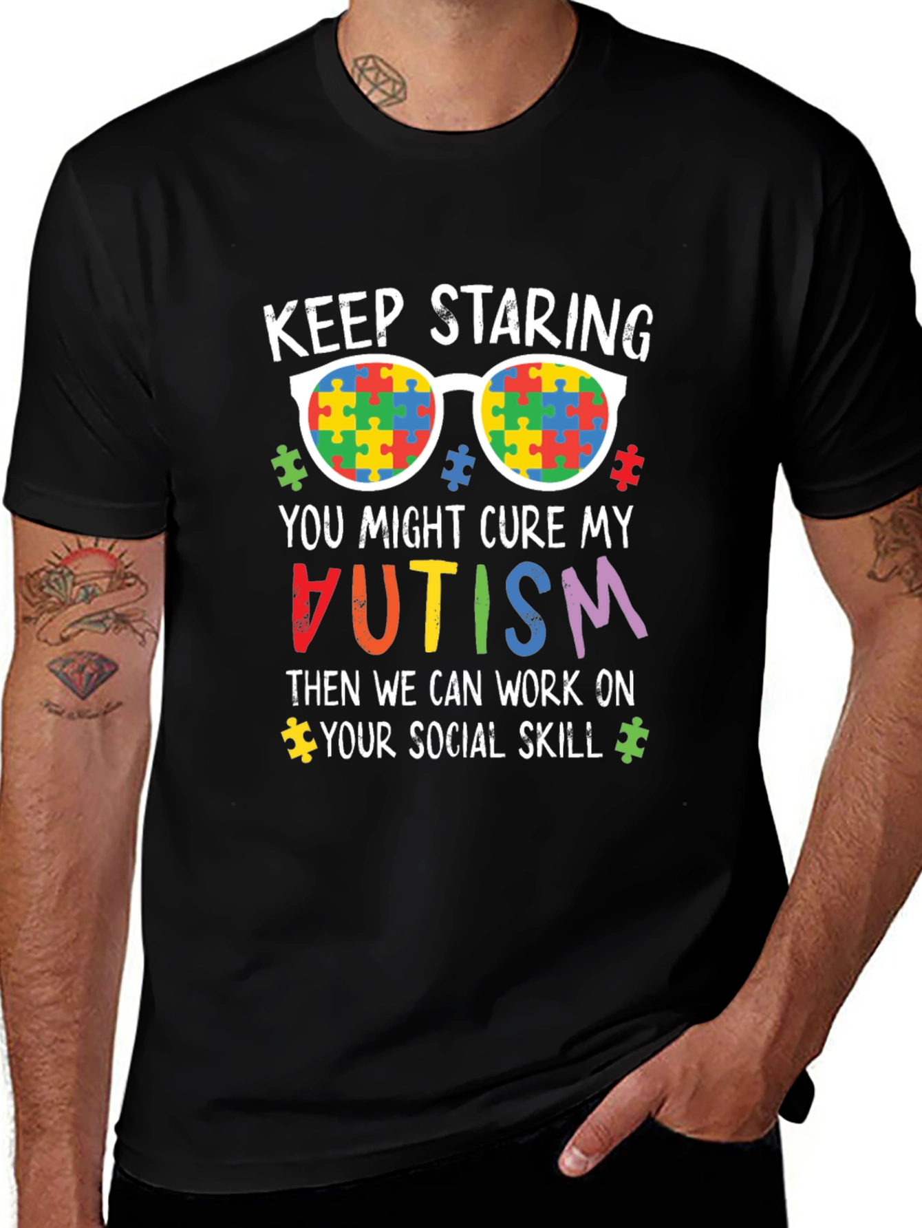 Variant 20 of Autism Awareness T-Shirt - Keep Staring Cure Autism