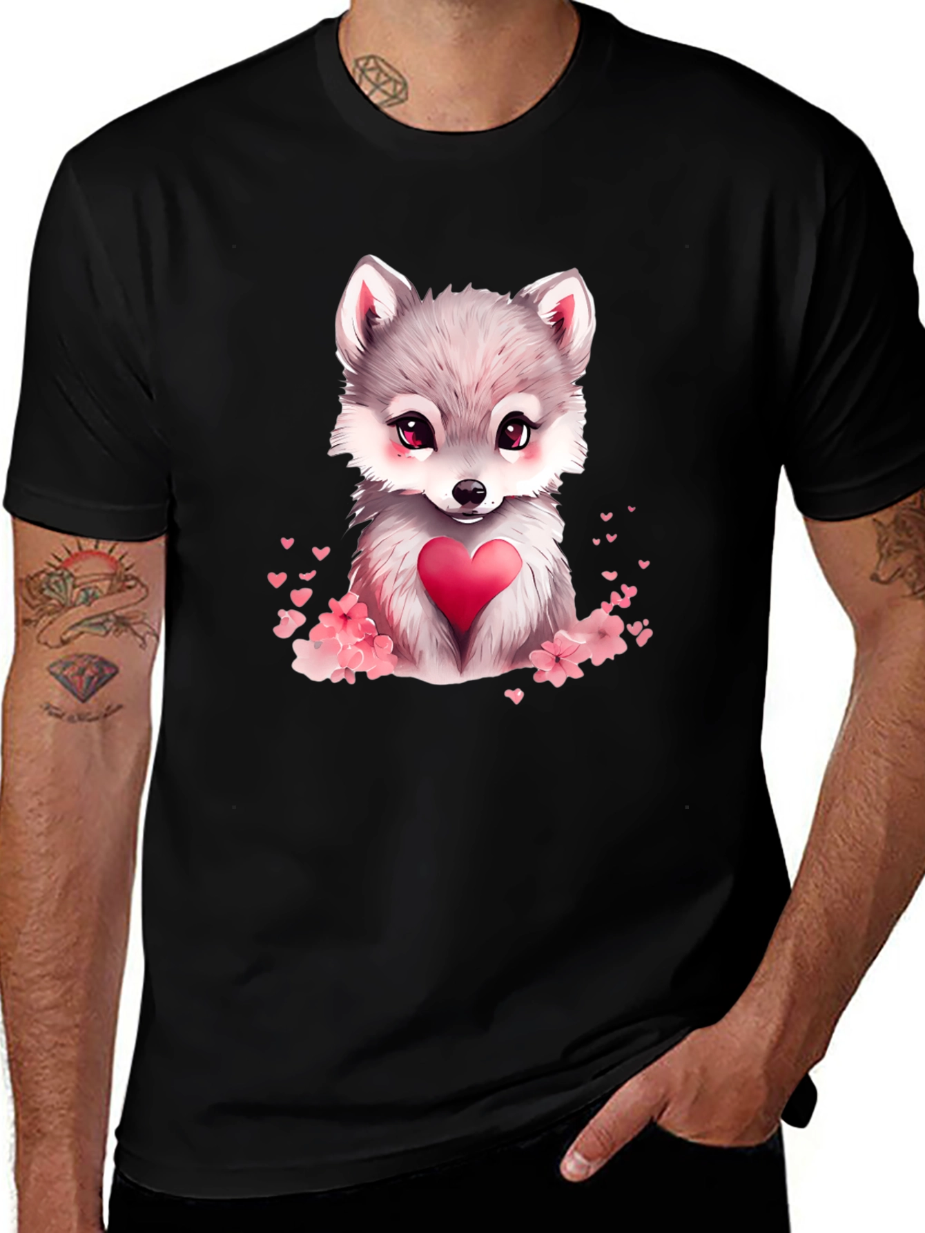 Variant 7 of Cute Wolf Valentine's Day Graphic Tee