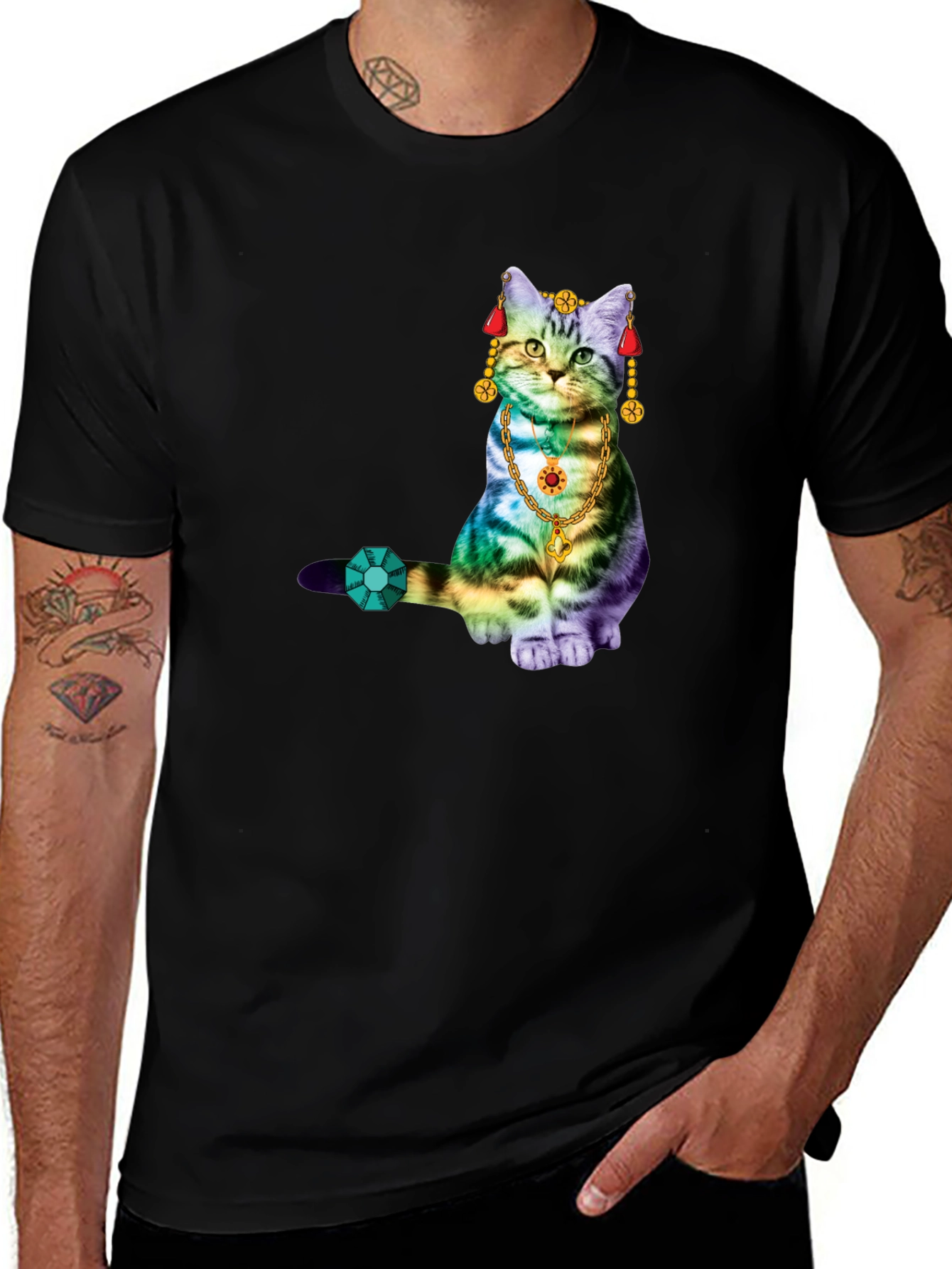 Variant 15 of Cat Jewel T-Shirt - Black