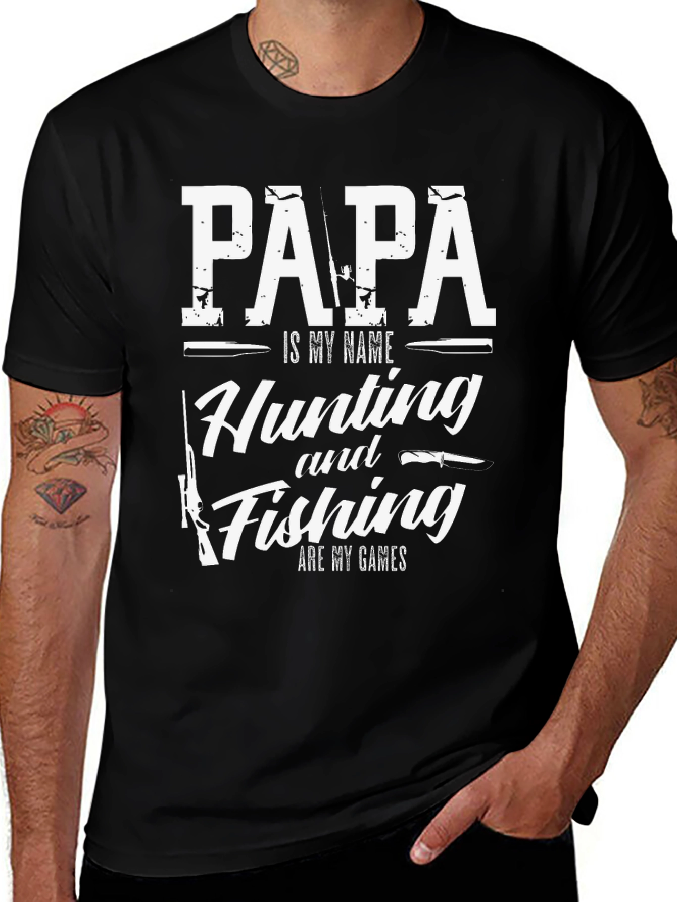 Variant 25 of Papa Hunting Fishing T-Shirt - Perfect Gift