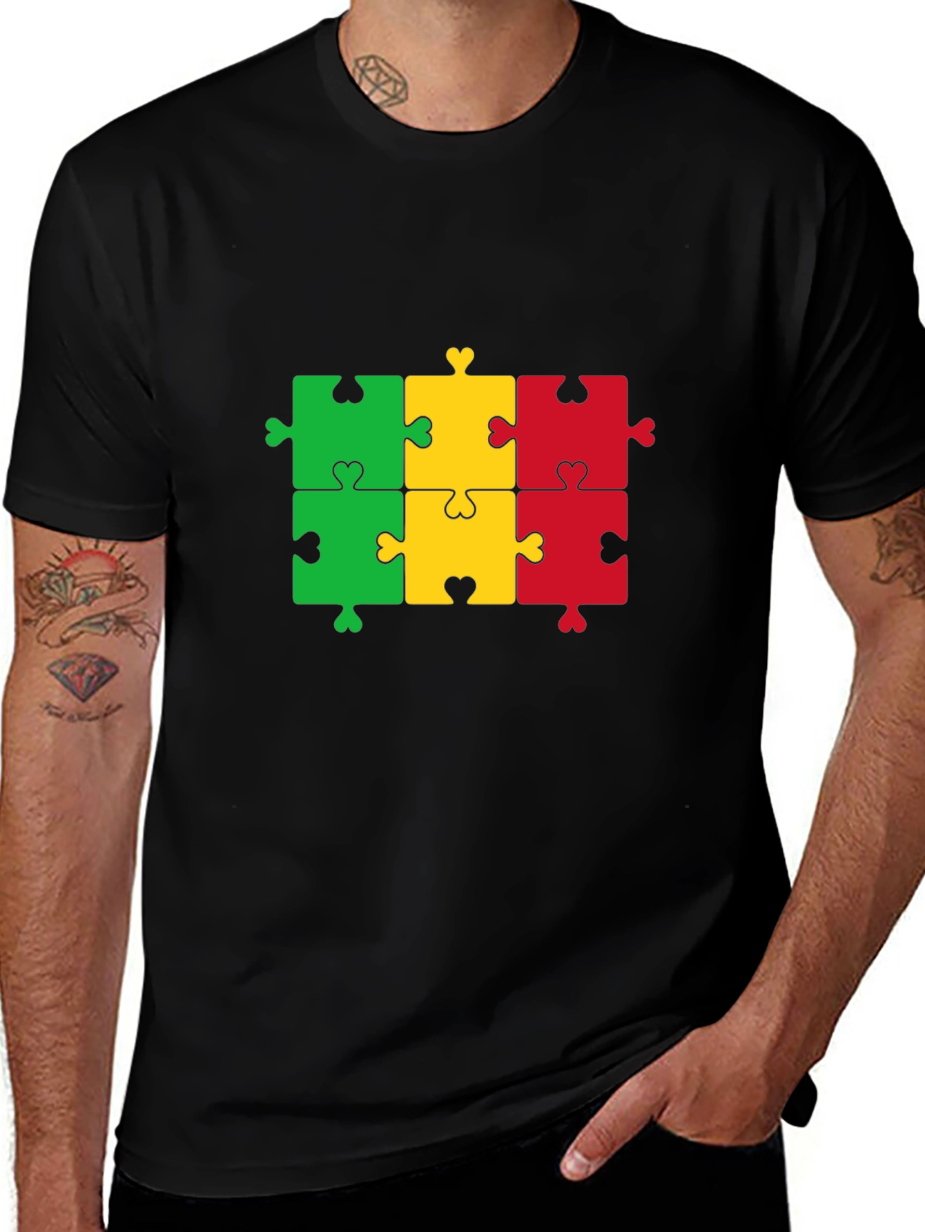 Variant 13 of Puzzle Piece T-Shirt - Black