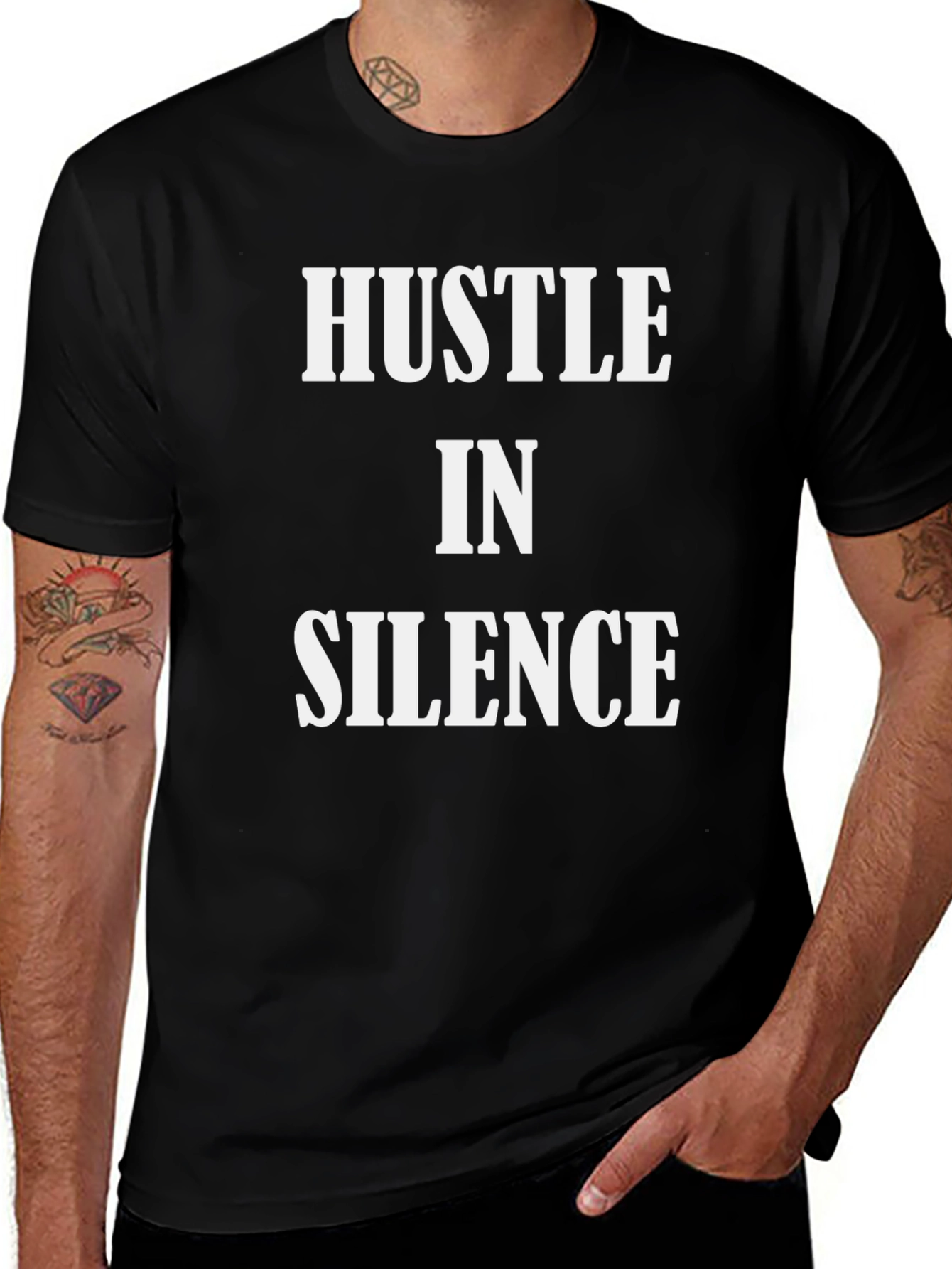 Variant 19 of Hustle in Silence Black Graphic T-Shirt
