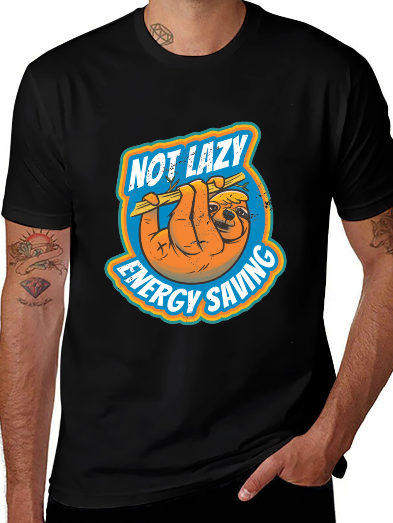 Variant 17 of Not Lazy Energy Saving Sloth Graphic T-Shirt