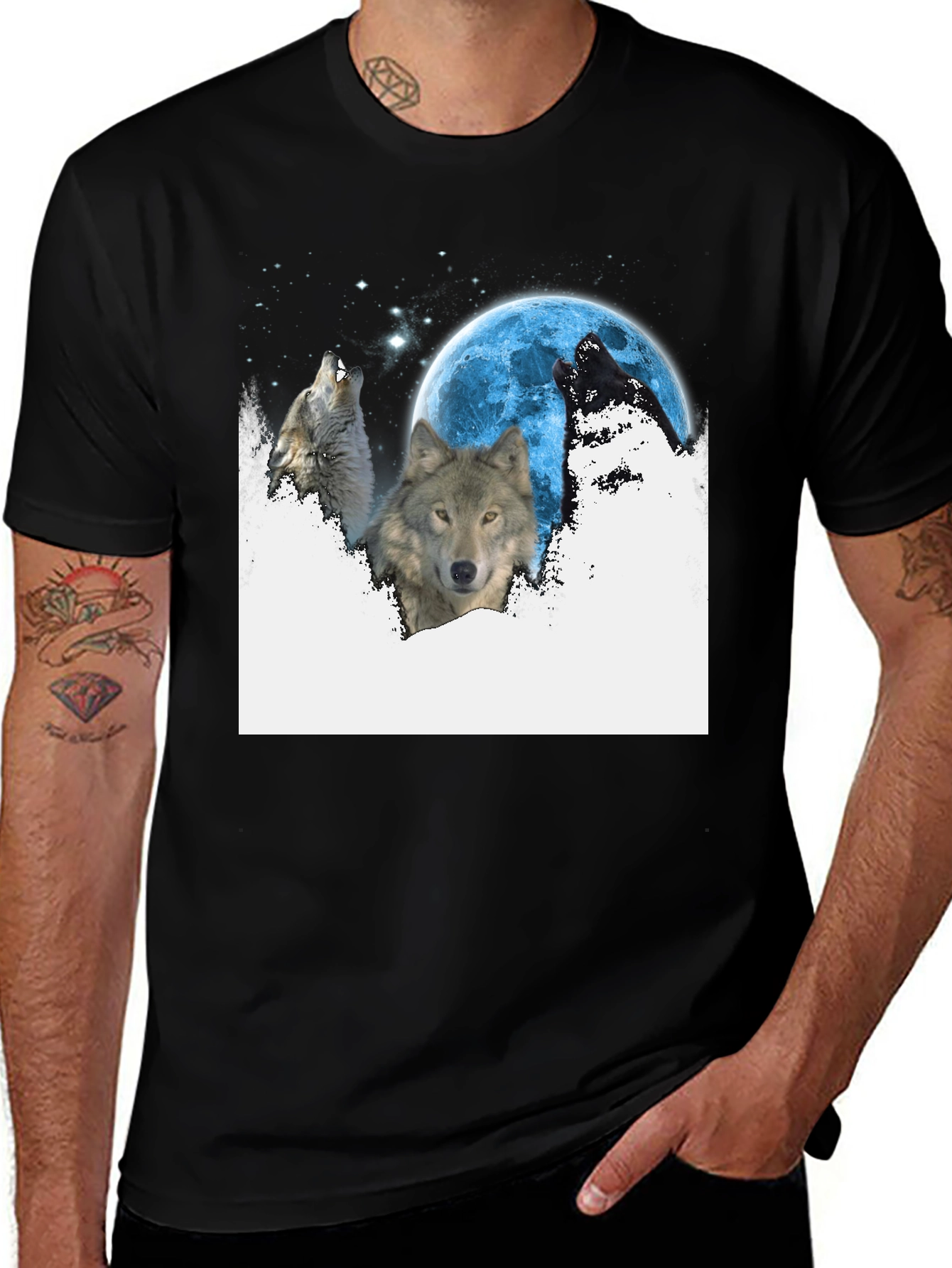 Variant 2 of Wolf Moon Graphic Tee - Stylish Black T-Shirt
