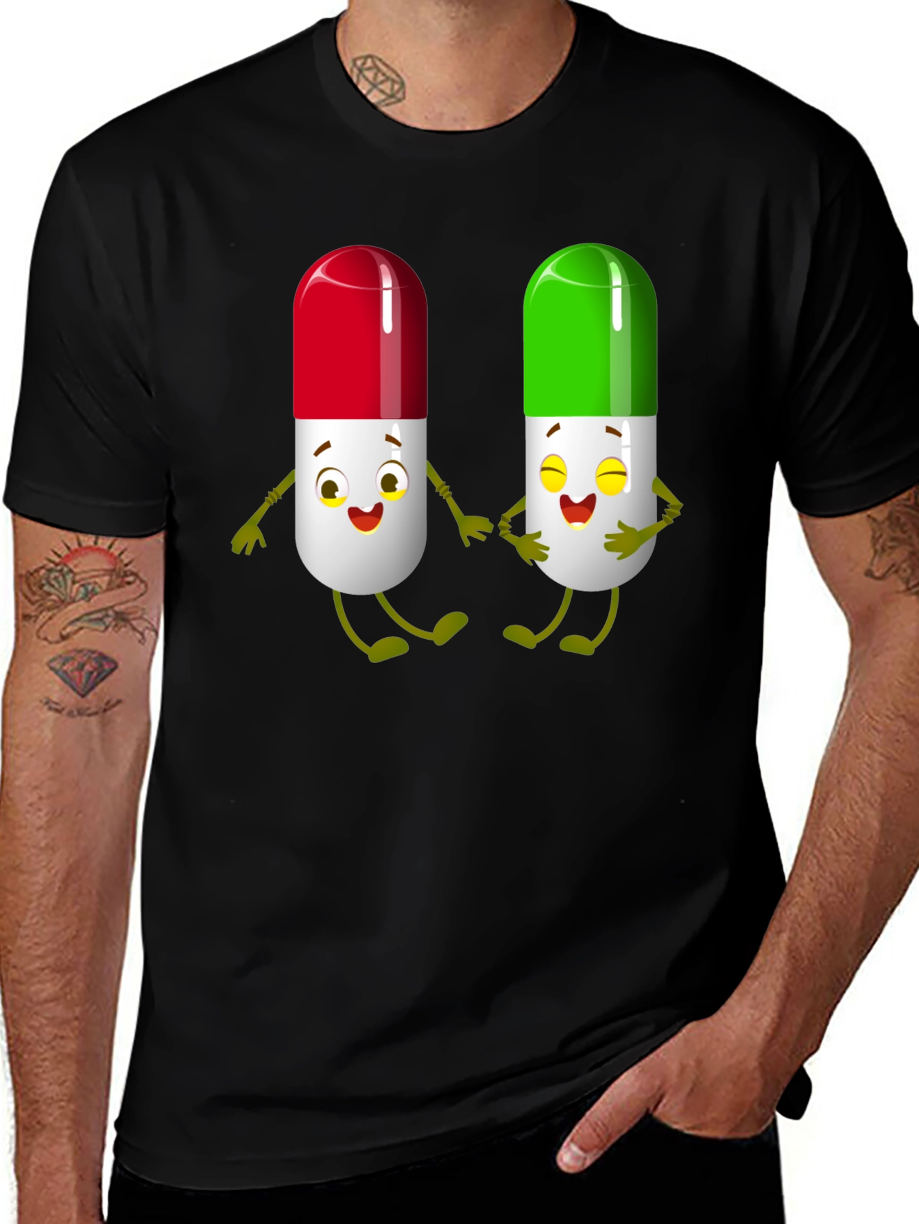 Variant 2 of Pill Pals Graphic Tee - Black Cotton T-Shirt