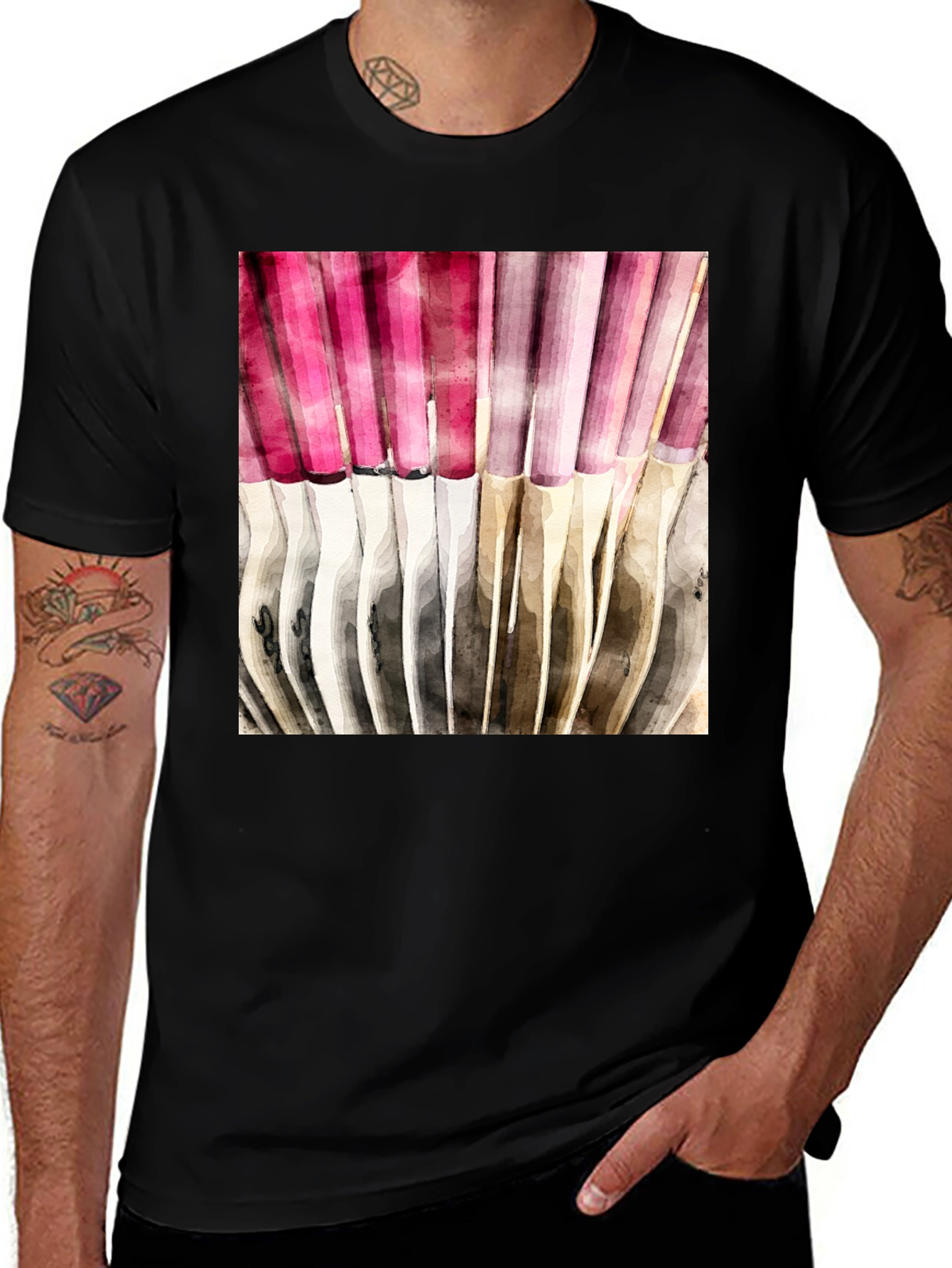 Variant 16 of Abstract Watercolor Vertical Stripes Men's Tee