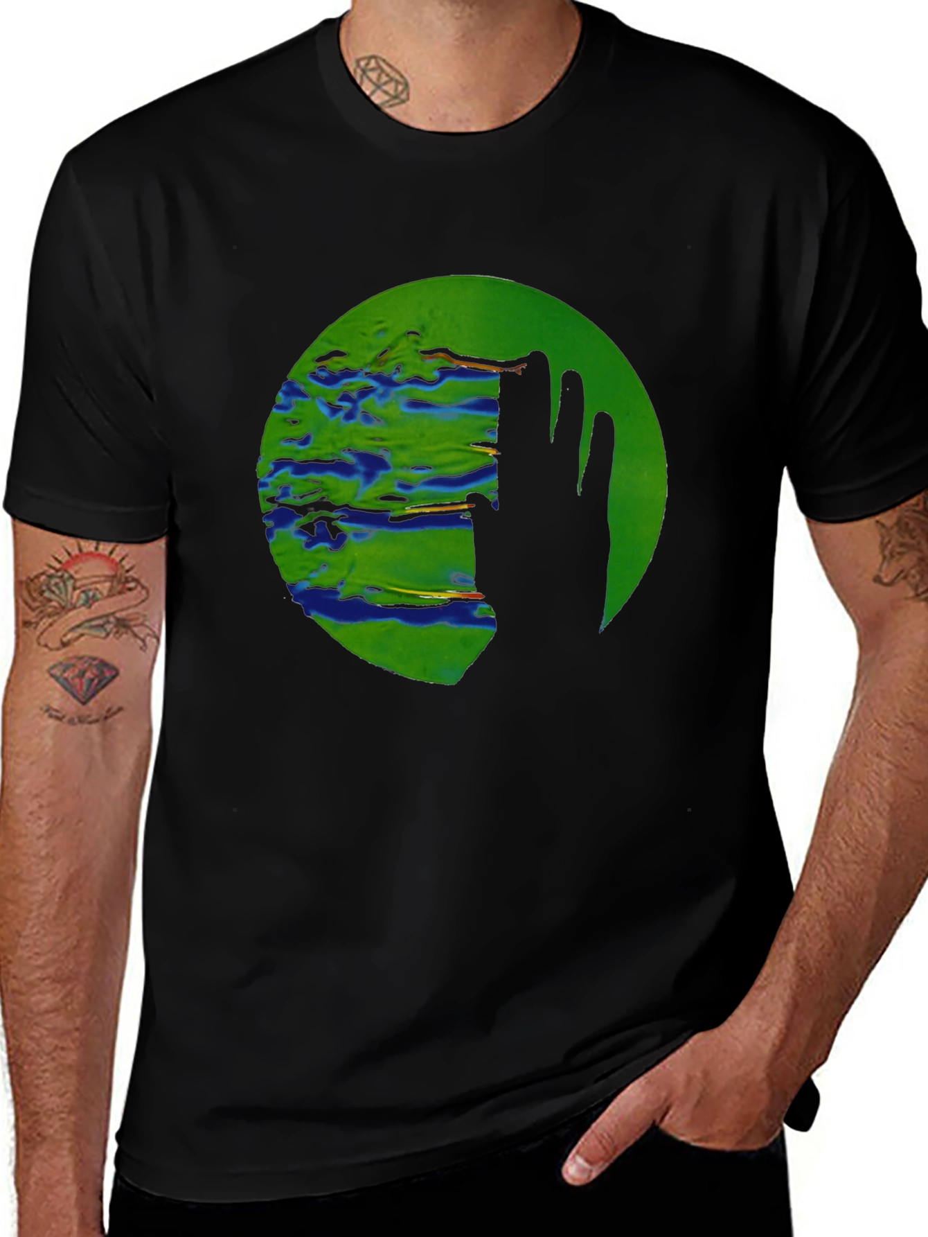 Variant 12 of Abstract Earth Graphic Black T-Shirt