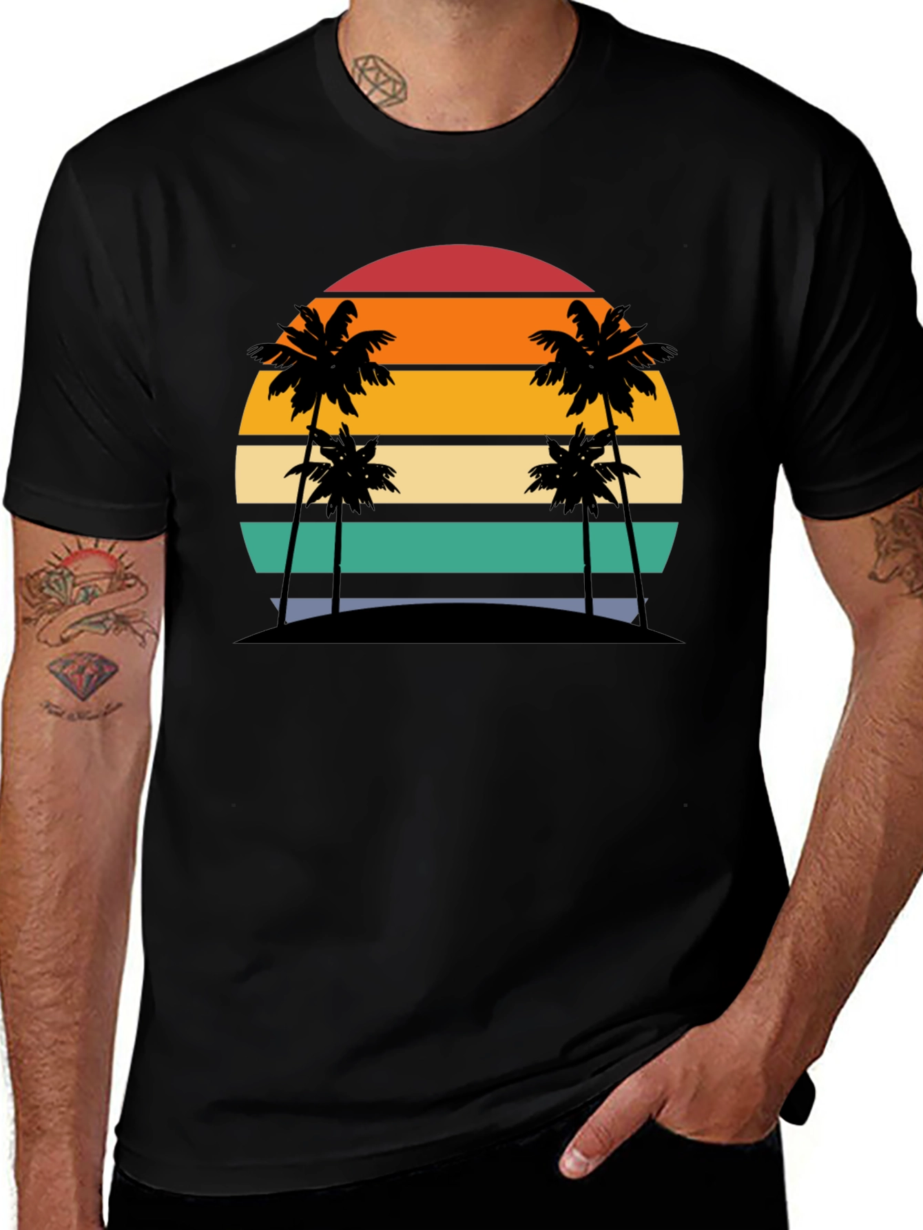 Variant 12 of Tropical Sunset Palm Tree Graphic Tee