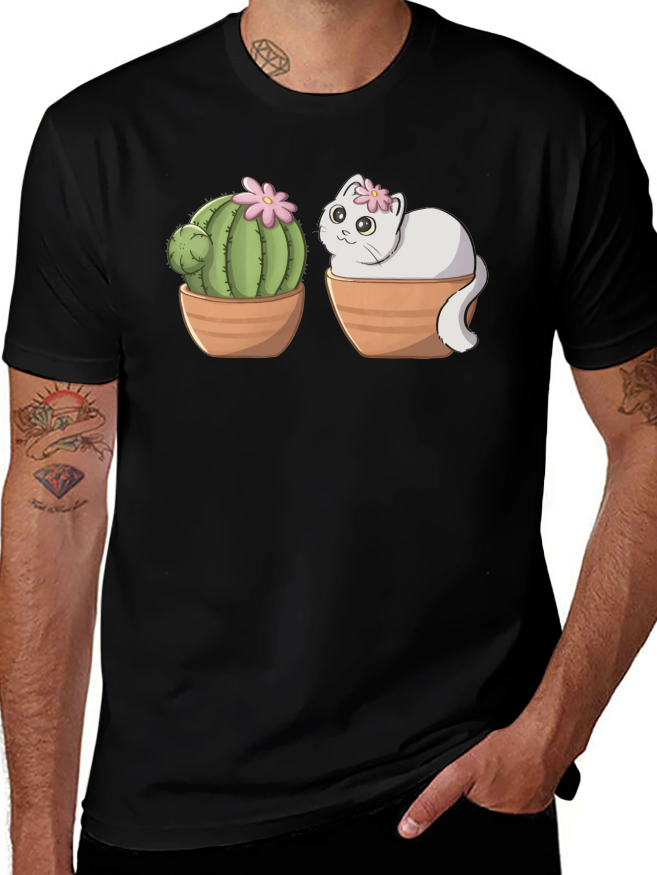 Variant 28 of Cactus Cat T-Shirt - Cute & Unique Design