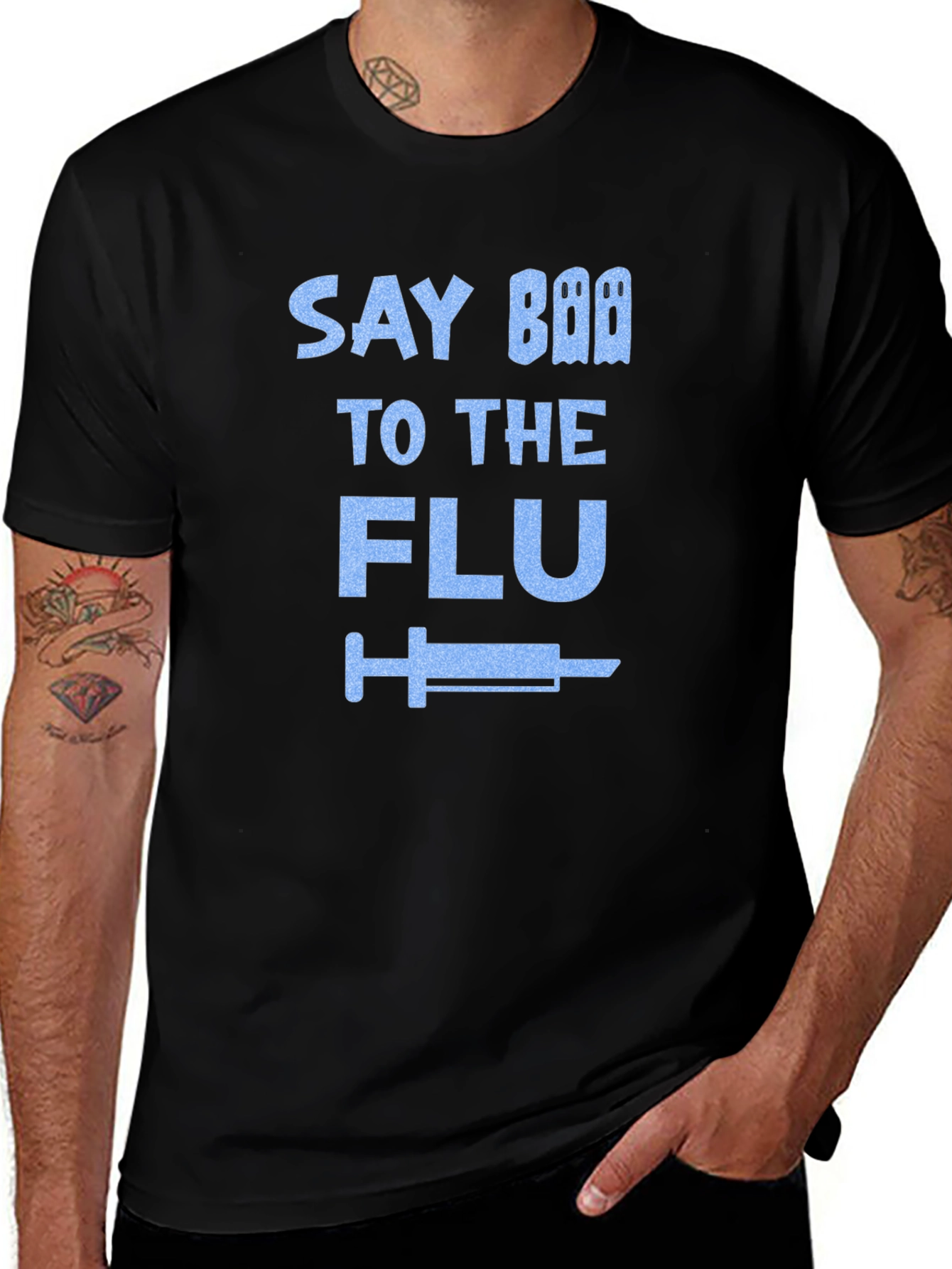 Variant 15 of Say Boo To The Flu Black T-Shirt