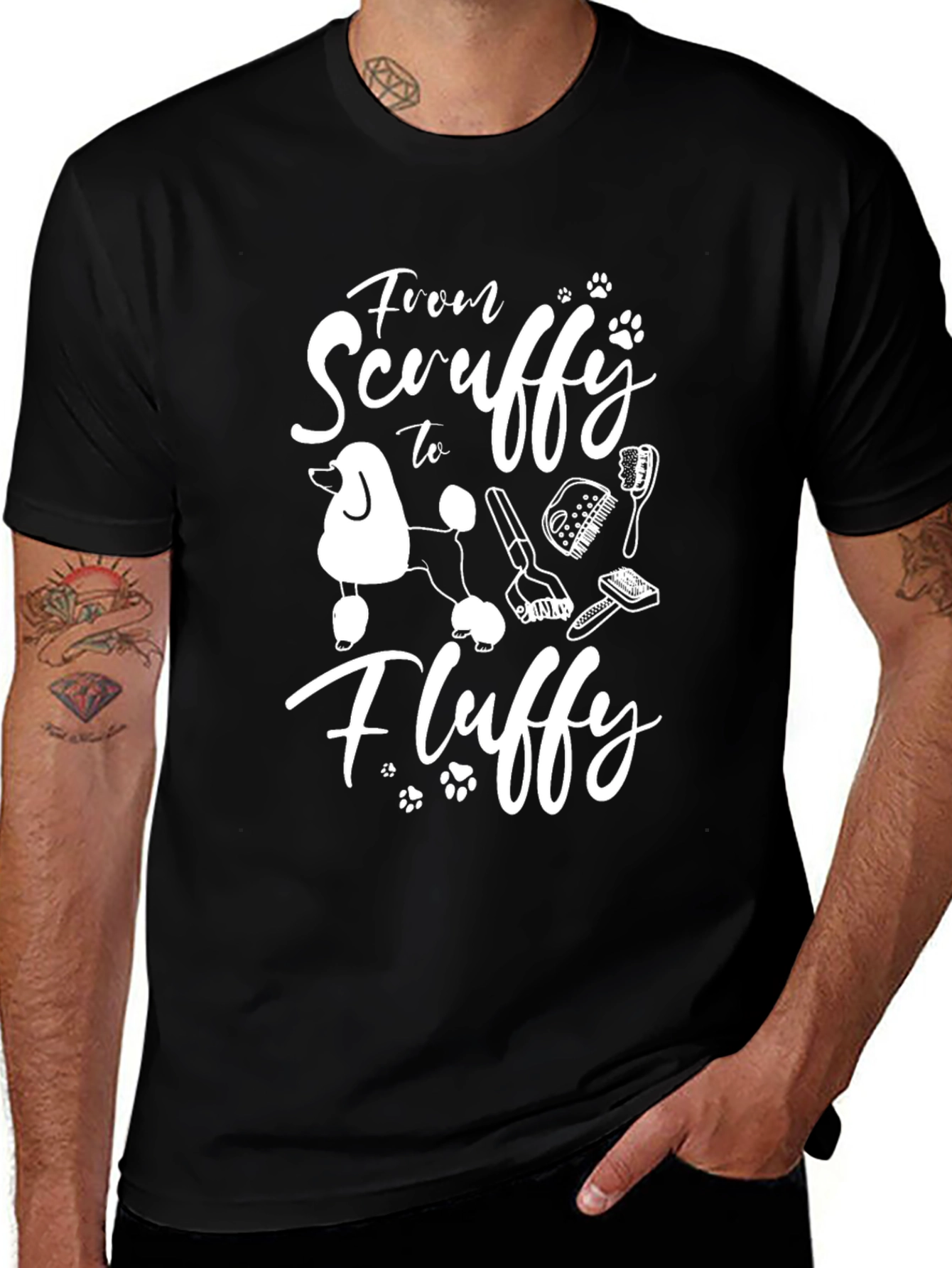 Variant 11 of Scruffy to Fluffy Dog Grooming T-Shirt