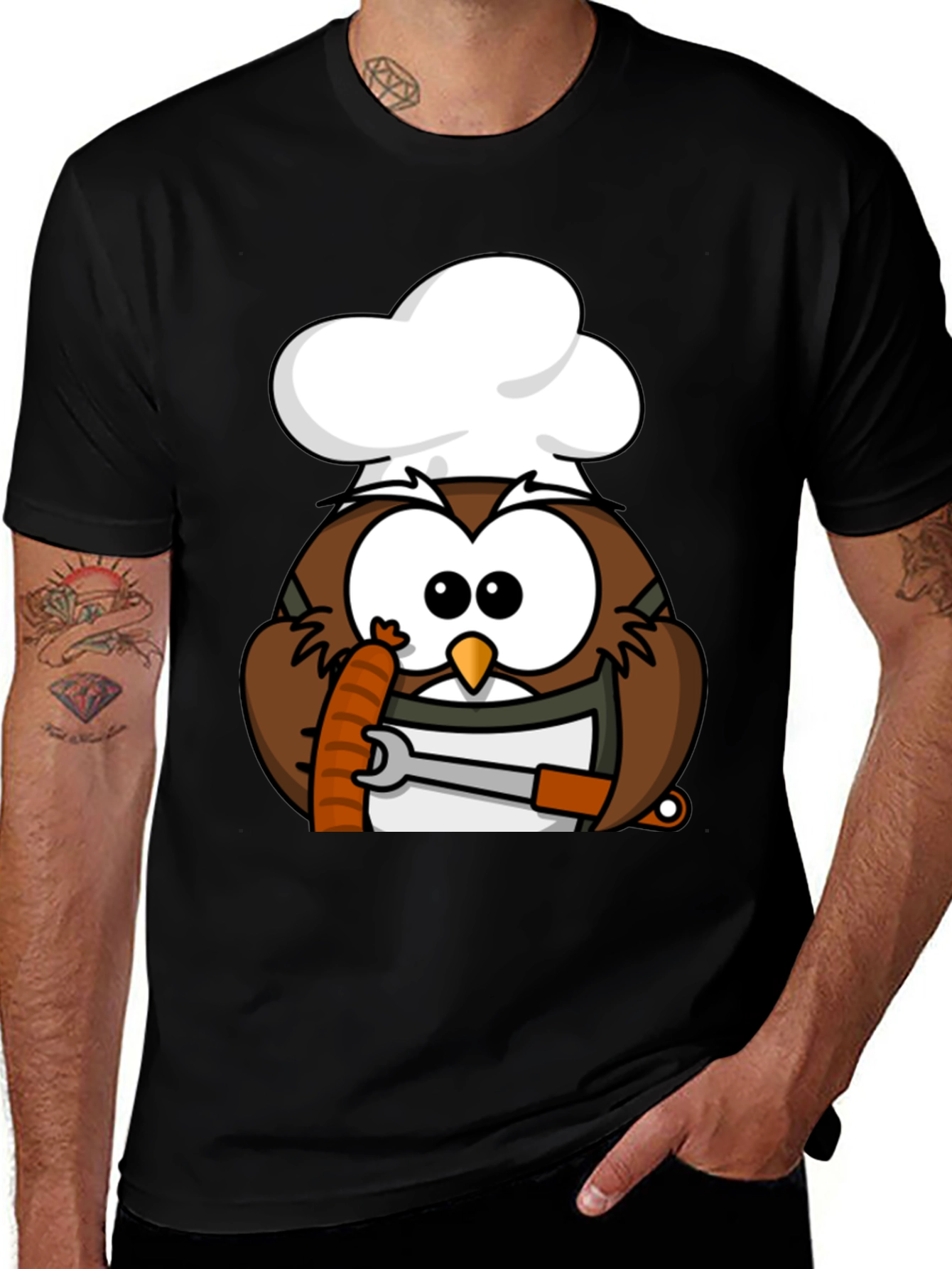 Variant 24 of Chef Owl T-Shirt - Novelty Cartoon Tee