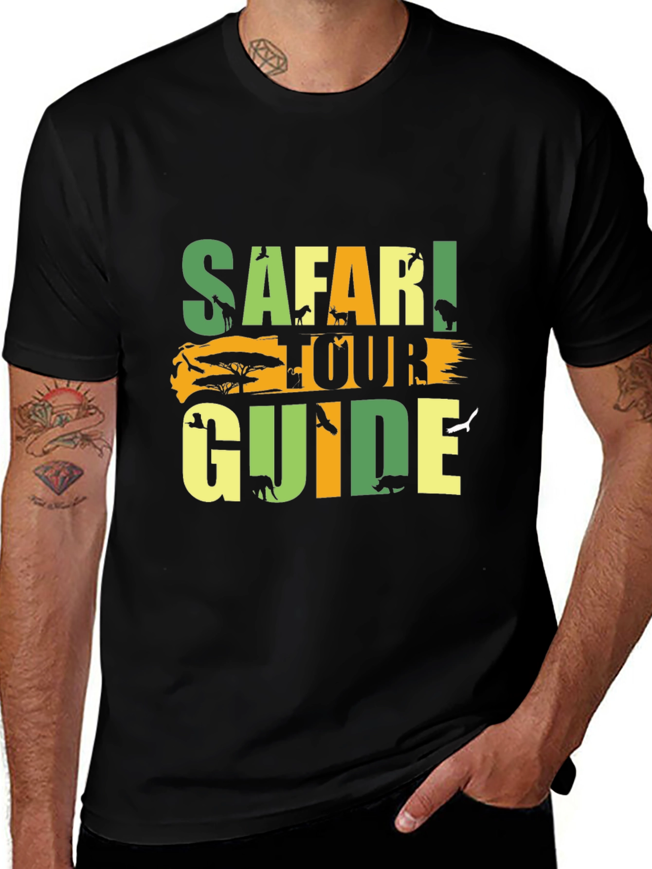 Variant 4 of Safari Tour Guide Graphic Tee - Black