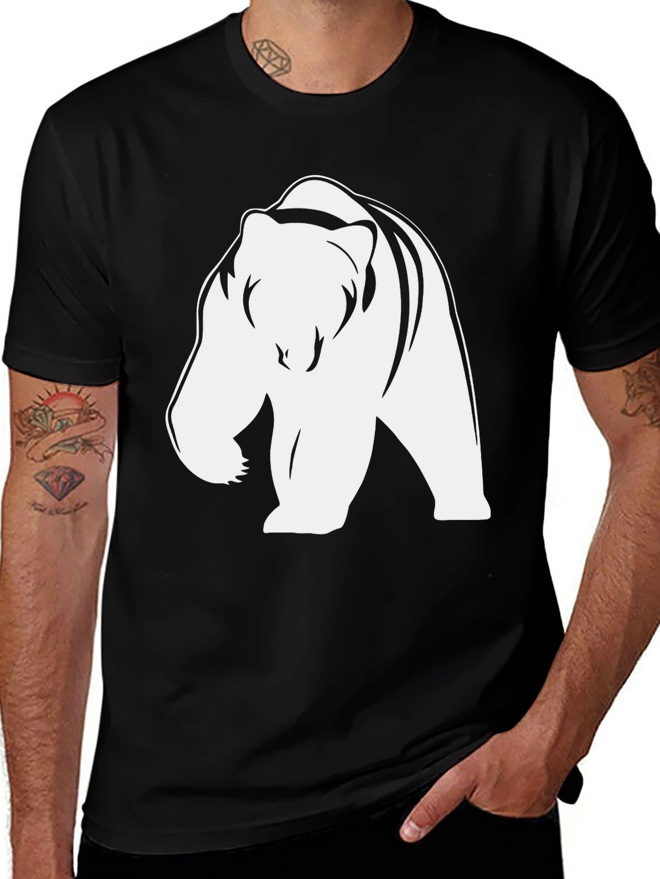 Variant 2 of Bear Graphic Tee - Cool Black Cotton T-Shirt