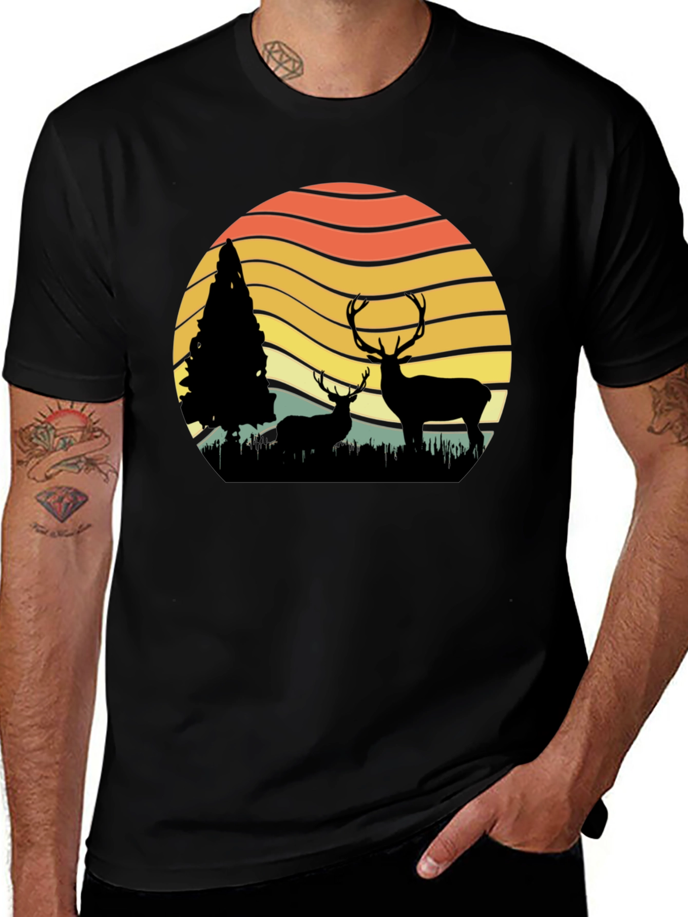 Variant 20 of Deer Silhouette Graphic Print Tee - Nature Lover's T-Shirt