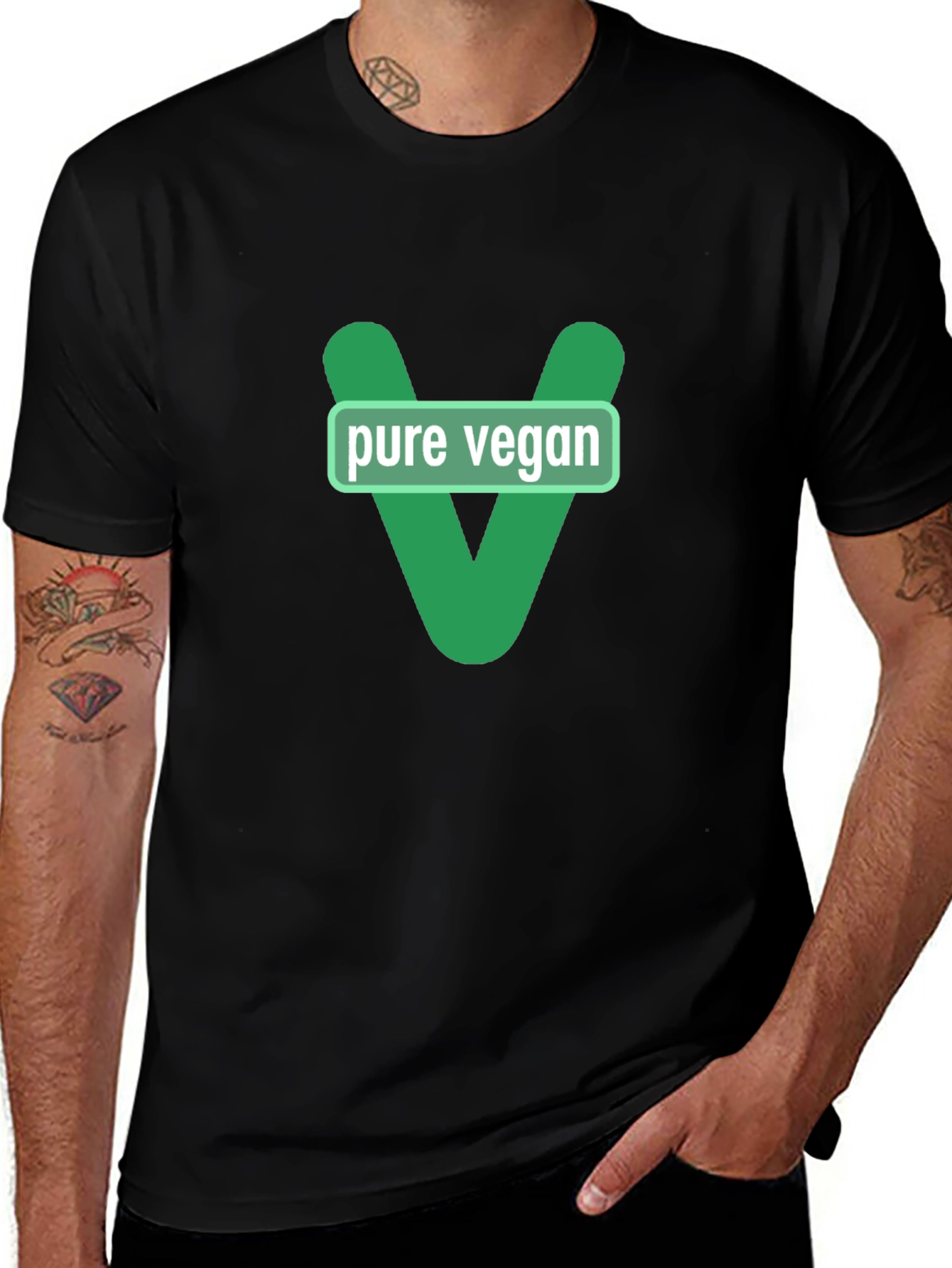 Variant 23 of Pure Vegan Graphic Tee - Black Cotton T-Shirt