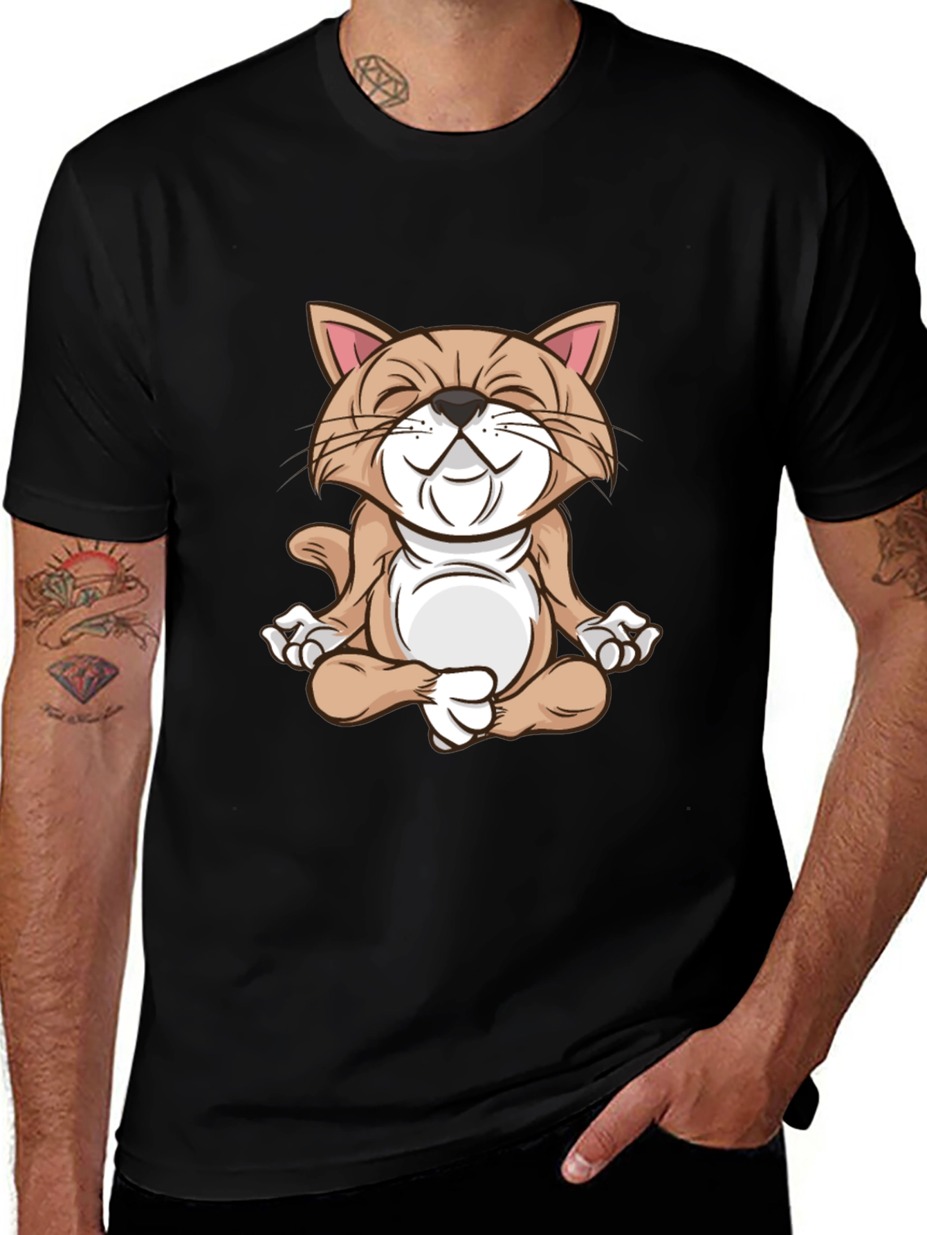 Variant 23 of Zen Cat T-Shirt - Meditating Feline Design