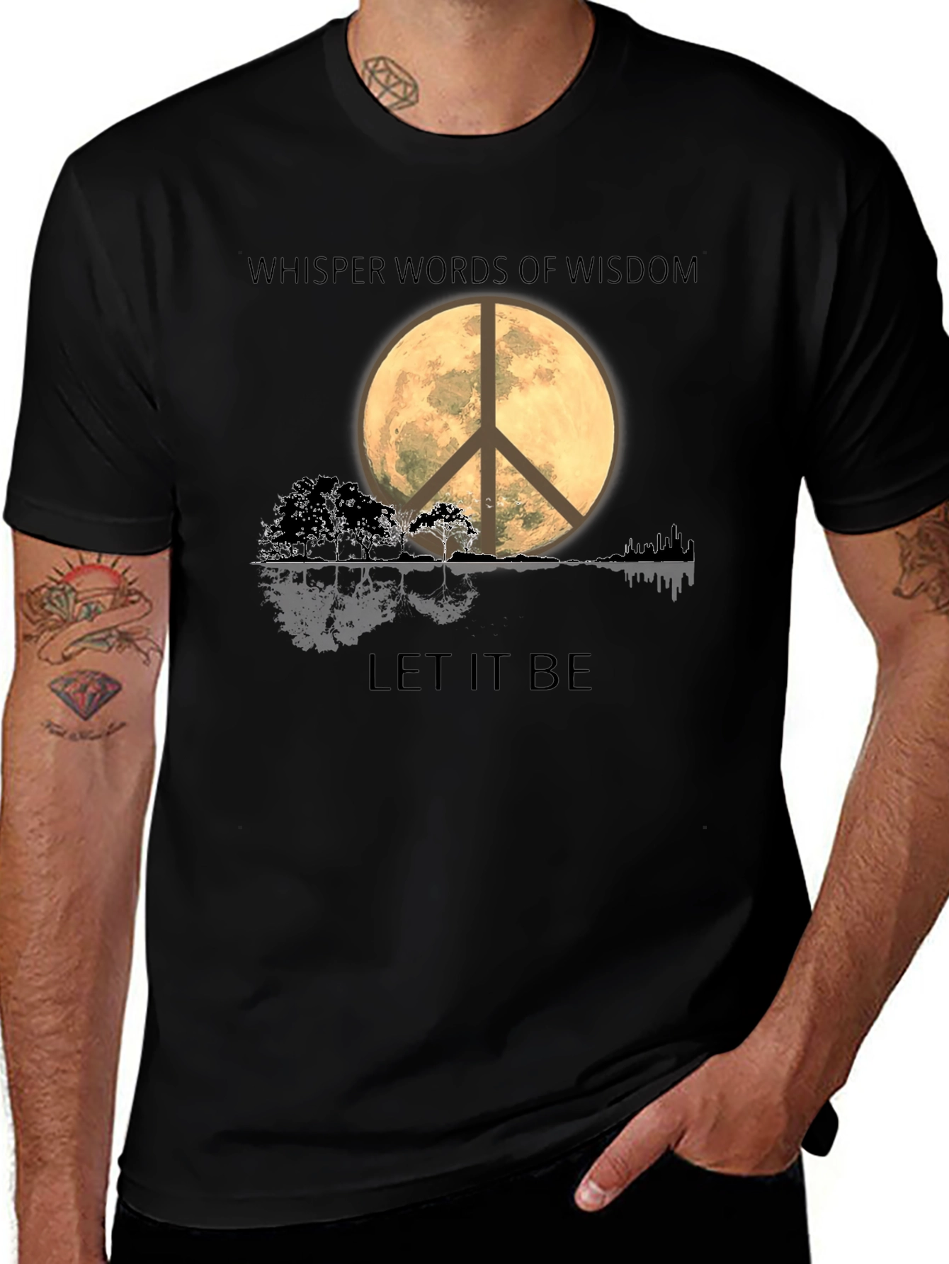 Variant 30 of Whisper Words of Wisdom Peace Sign Graphic Tee