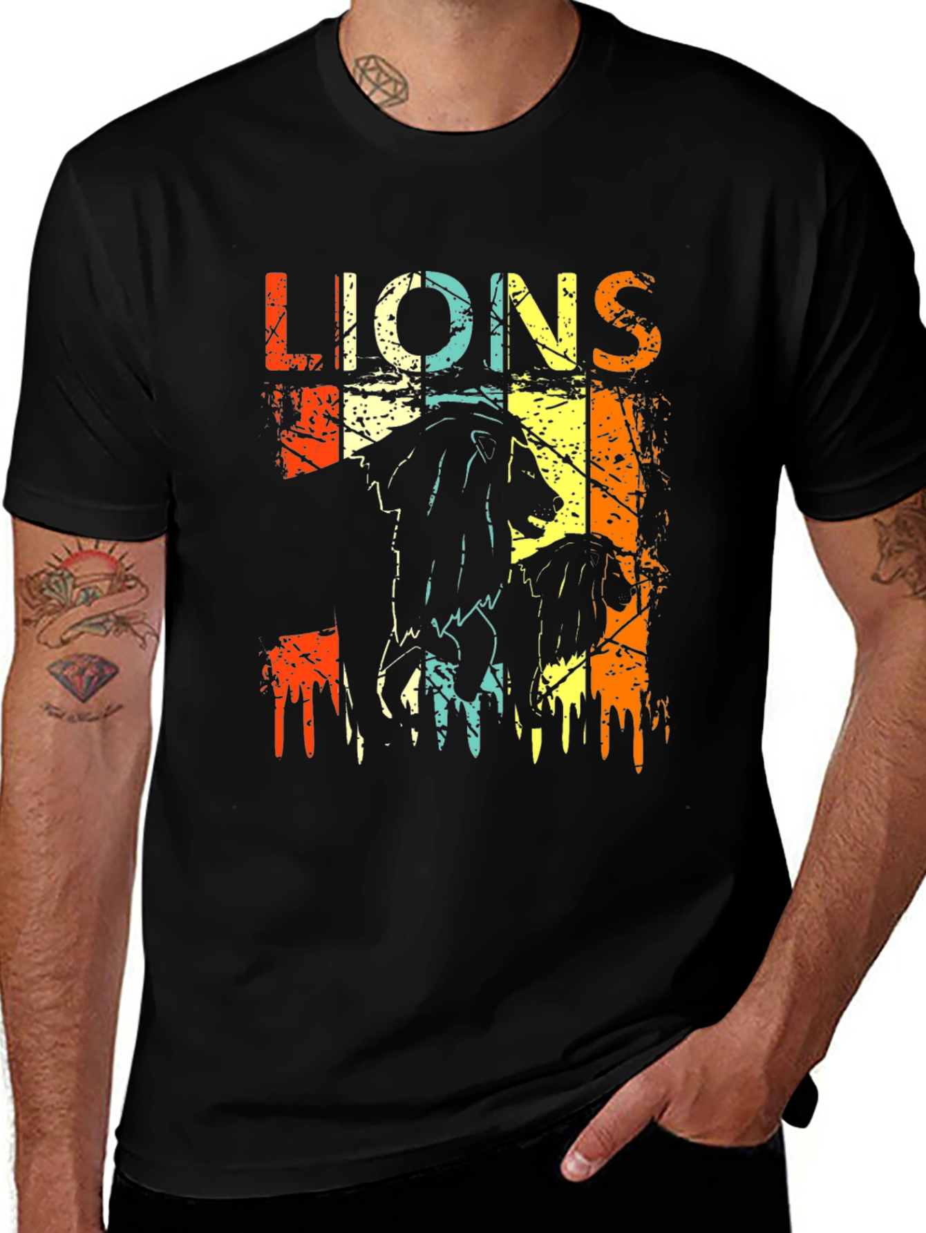 Variant 12 of Retro Lions Graphic T-Shirt - Vintage Style
