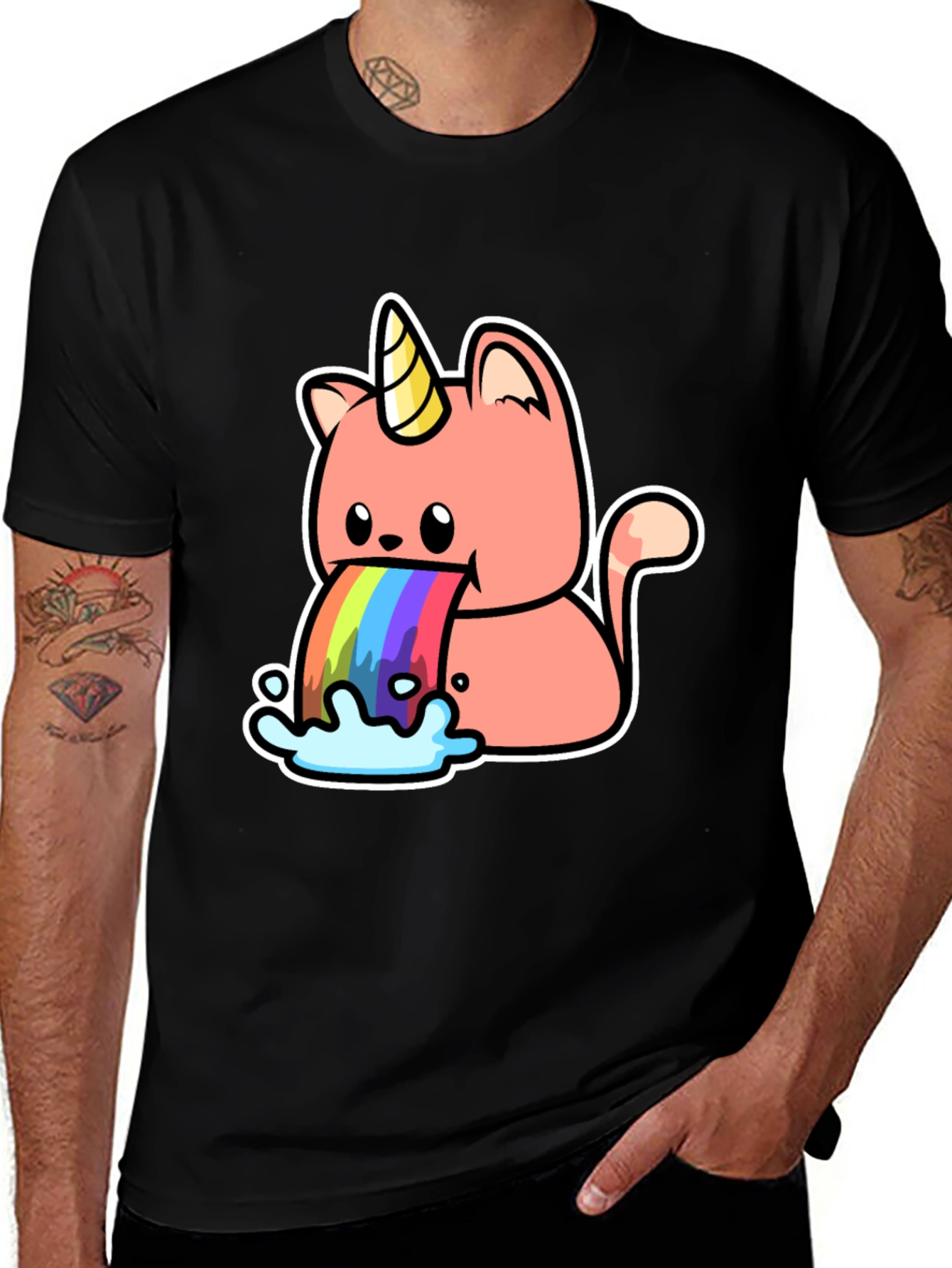 Variant 5 of Unicorn Cat Rainbow Puke Graphic Tee