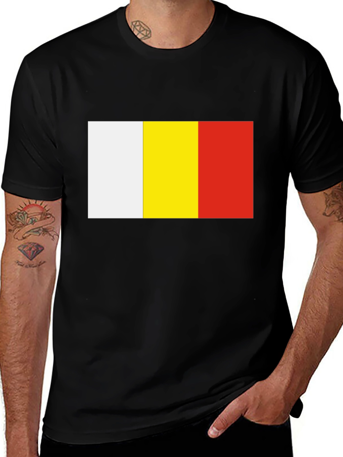 Variant 20 of Color Block T-Shirt - White, Yellow, Red Design