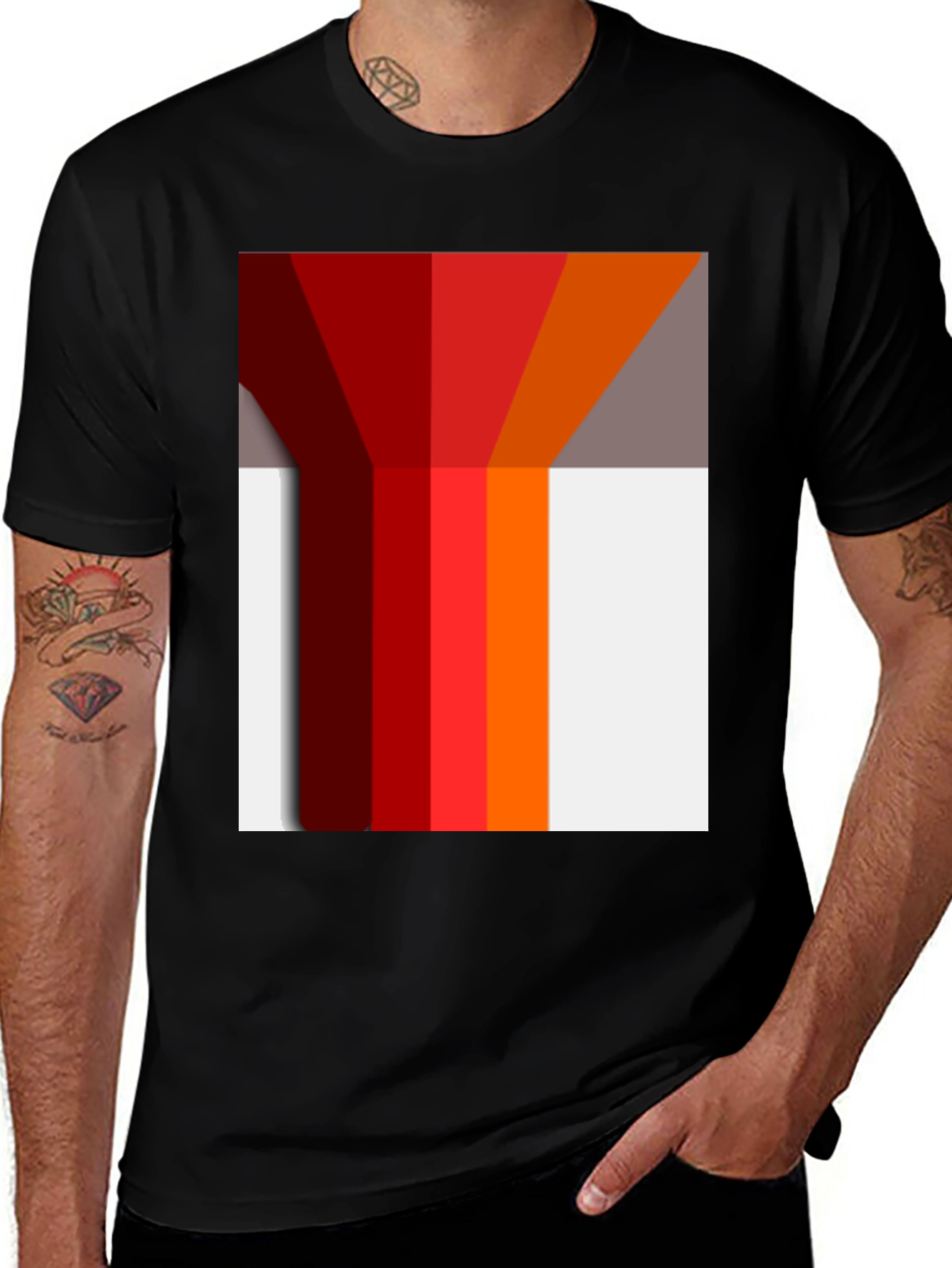 Variant 30 of Geometric Color Block Graphic Tee - Modern Style