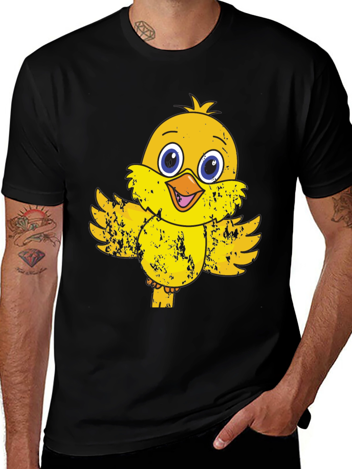 Variant 18 of Cute Chick Graphic Print Men's Black T-Shirt