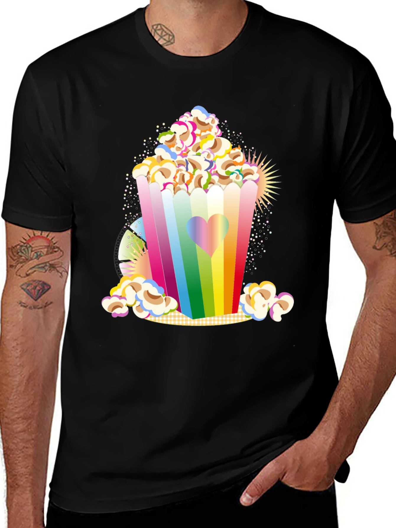 Variant 20 of Rainbow Popcorn Graphic Tee - Stylish Men's T-Shirt
