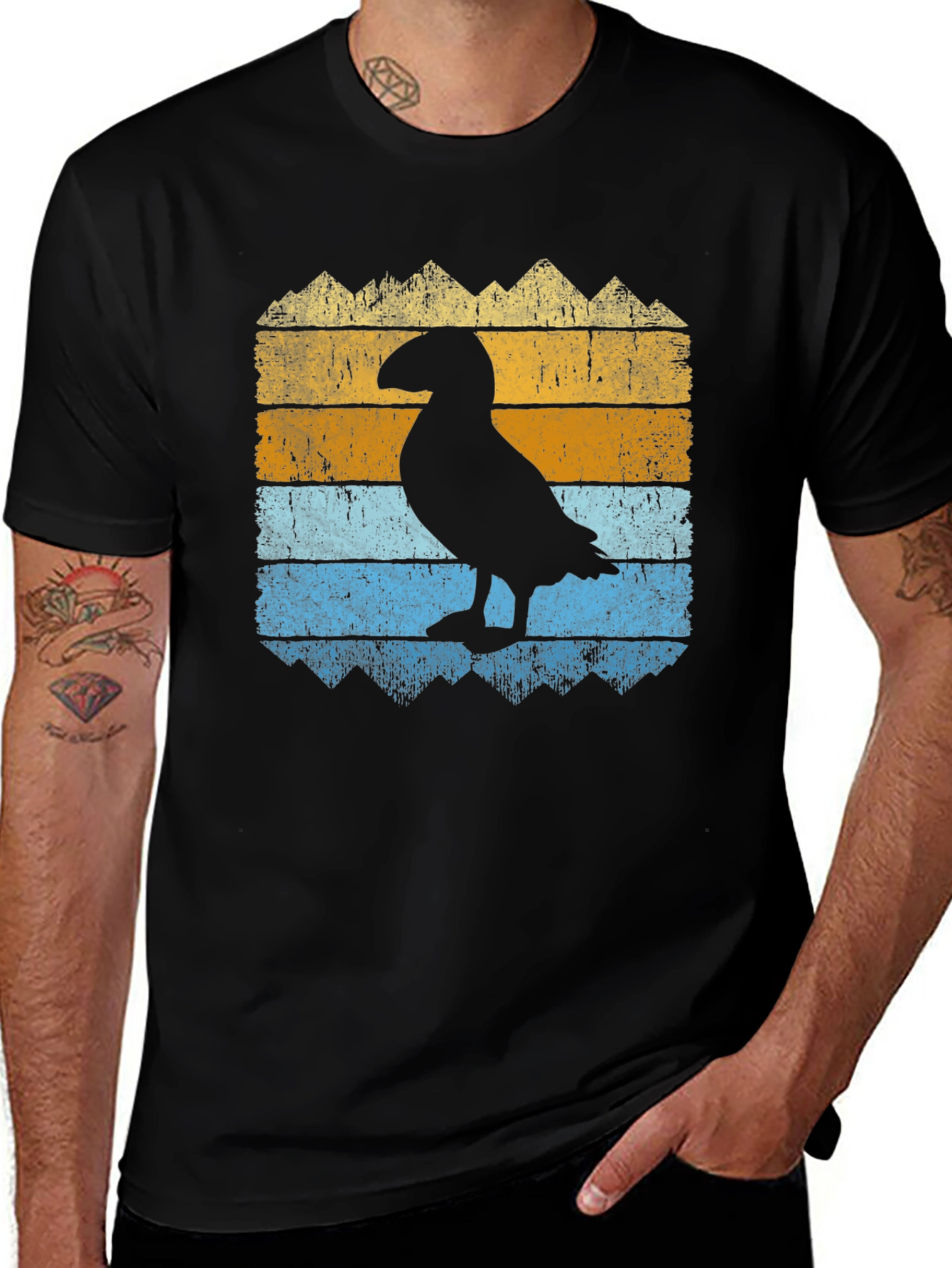 Variant 26 of Puffin Silhouette Graphic Tee - Retro Style Bird Shirt