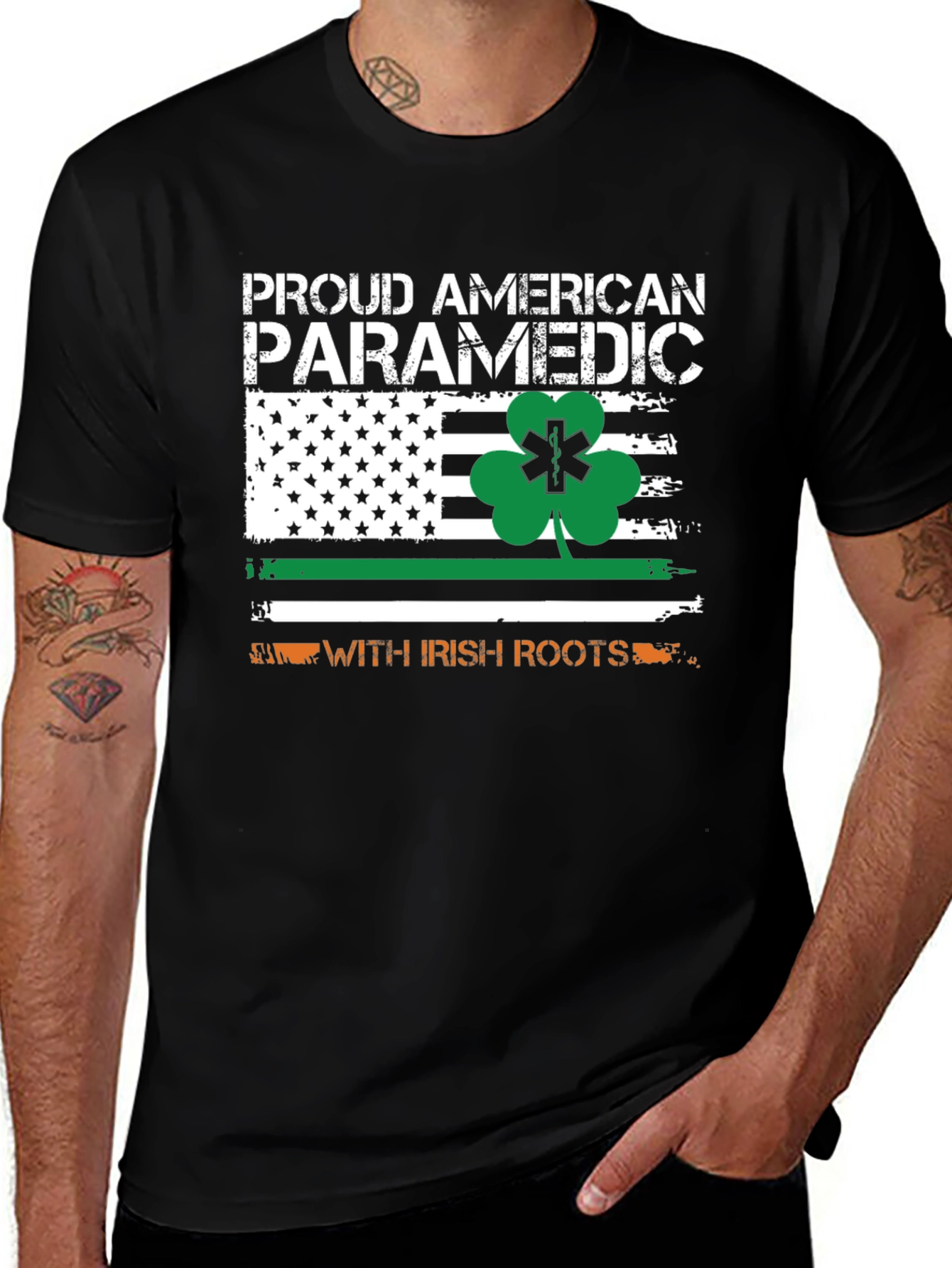 Variant 7 of Proud American Paramedic with Irish Roots T-Shirt
