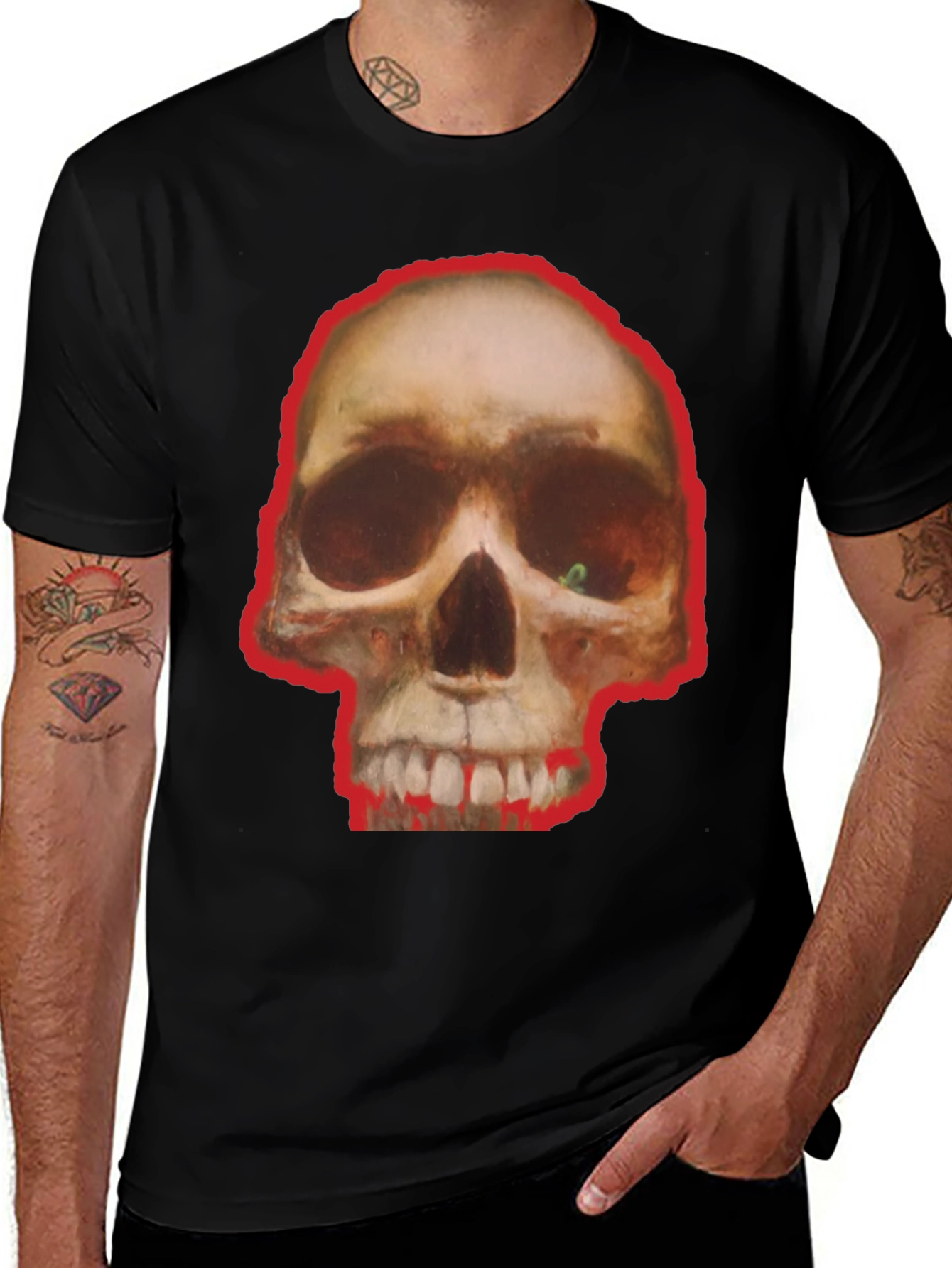 Variant 27 of Skull Graphic Tee - Edgy Black Cotton T-Shirt