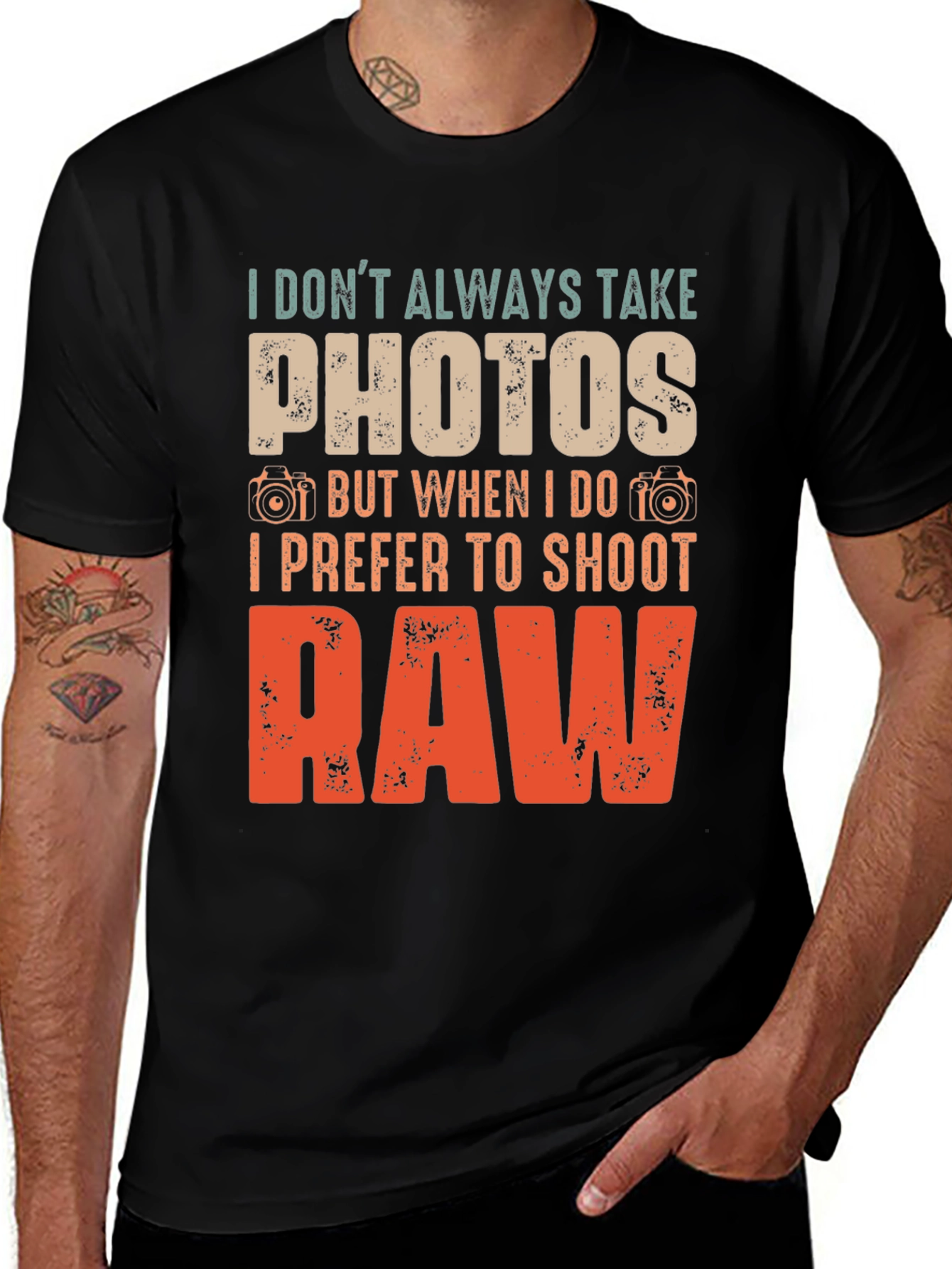 Variant 12 of Funny Photographer T-Shirt: I Prefer to Shoot RAW