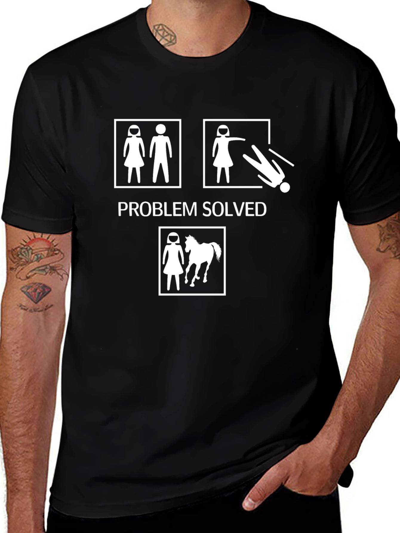 Variant 20 of Problem Solved Funny Horse T-Shirt