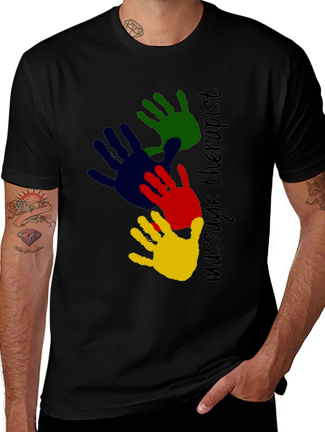 Variant 15 of Massage Therapist Handprint Graphic T-Shirt