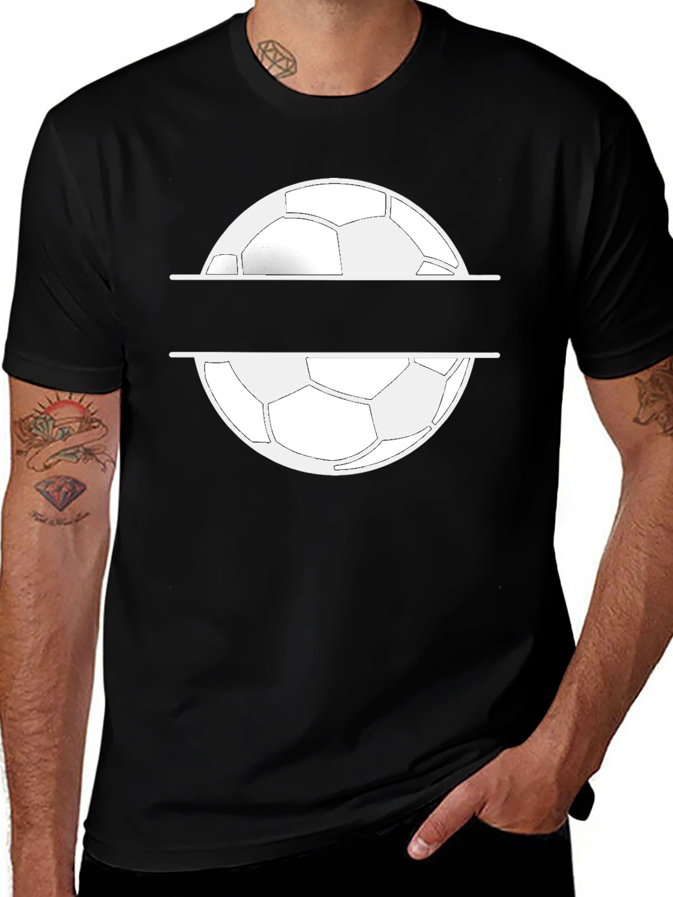 Variant 21 of Soccer Ball Graphic Tee - Stylish Black Cotton T-Shirt