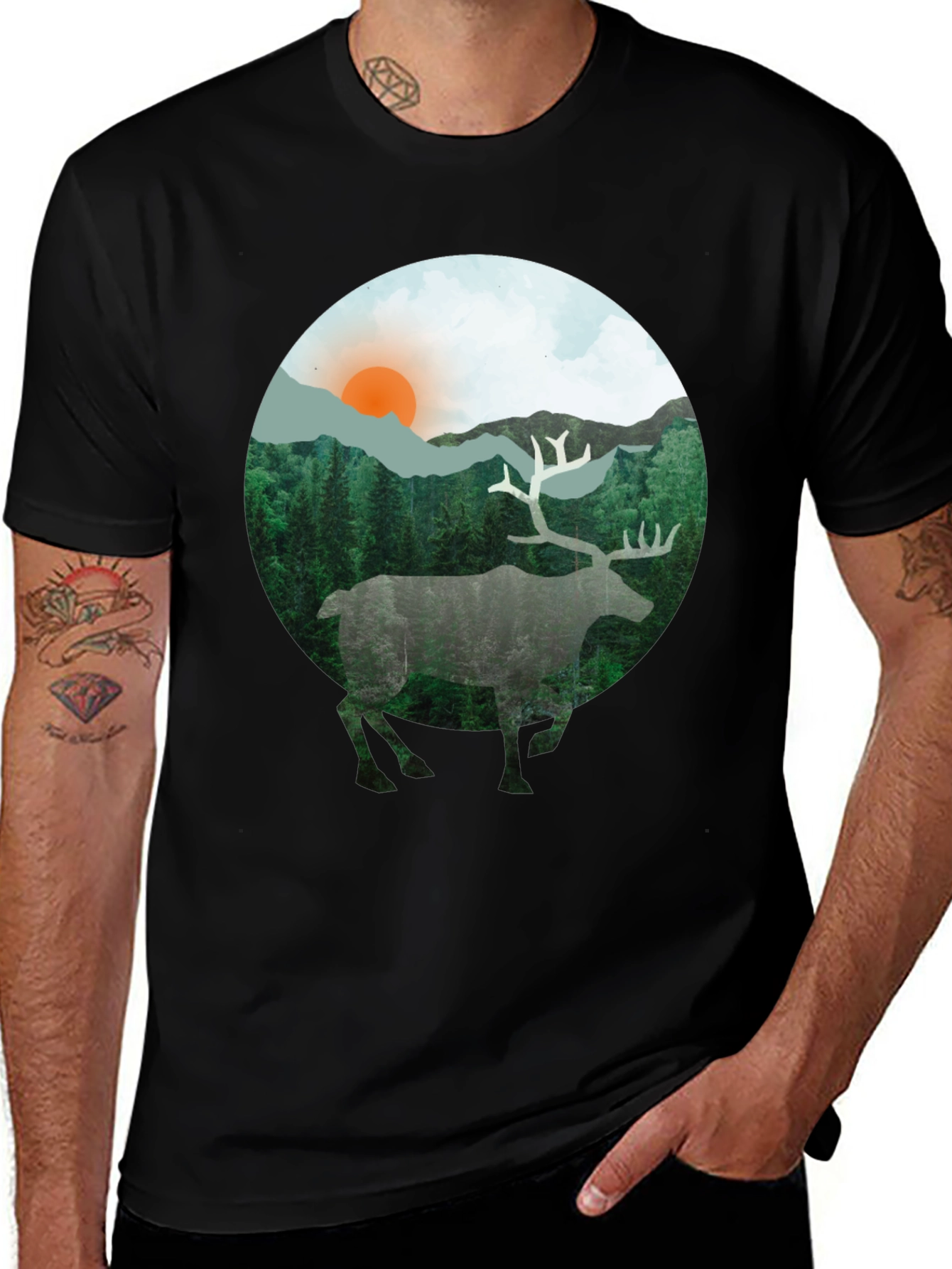 Variant 5 of Nature Scene Deer Graphic T-Shirt