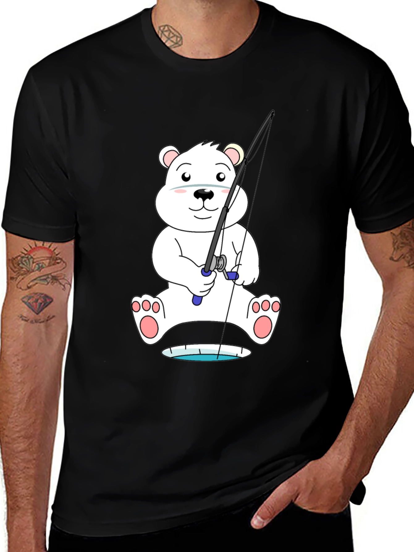 Variant 16 of Polar Bear Fishing T-Shirt - Cute Cartoon Tee
