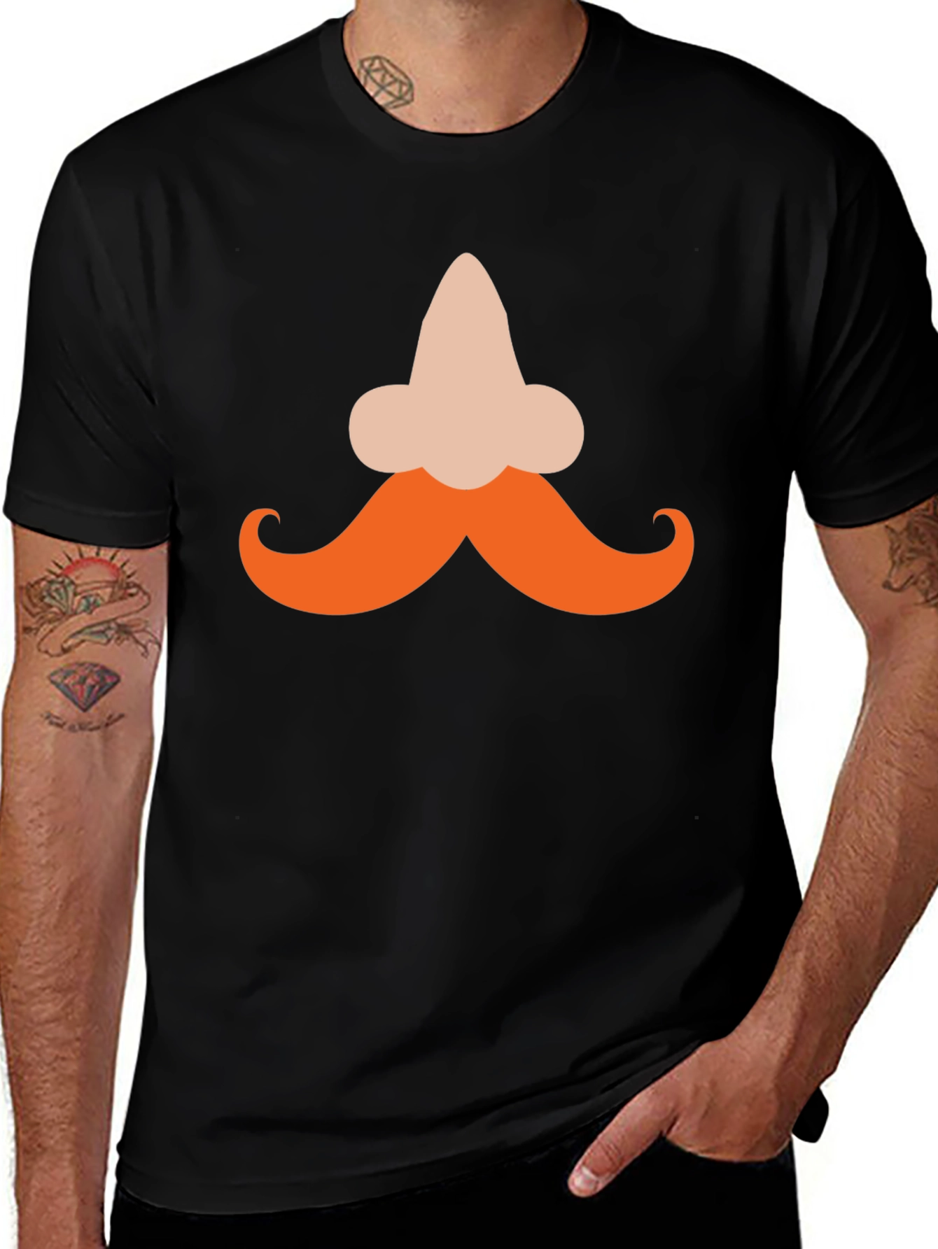 Variant 19 of Funny Nose & Mustache Graphic Tee - Black T-Shirt