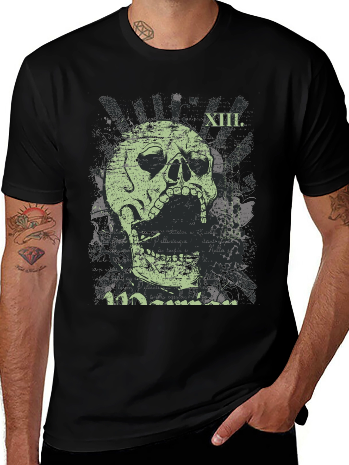 Variant 13 of Skull Graphic T-Shirt - XIII Design