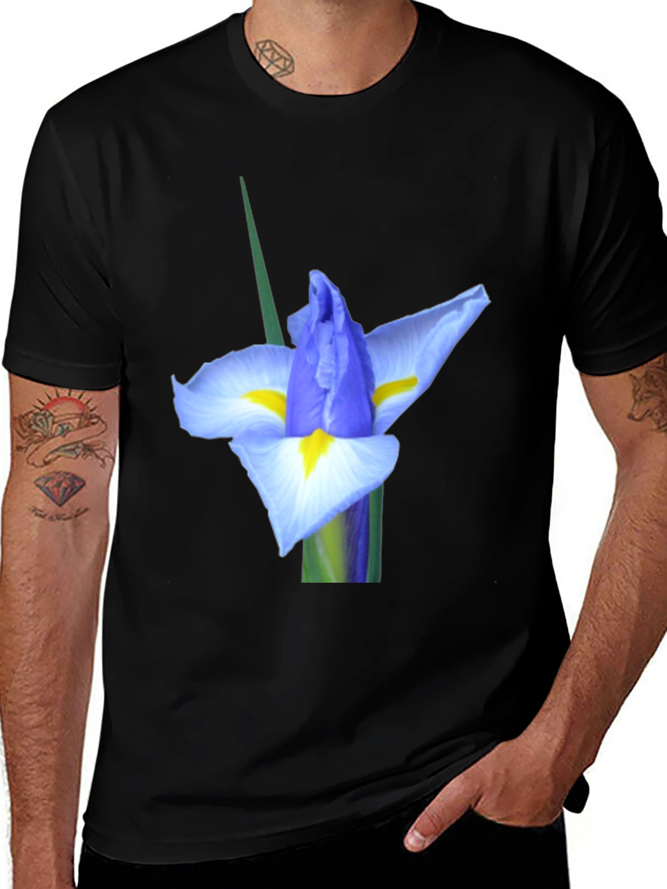 Black Iris Flower Graphic Tee - Black main image